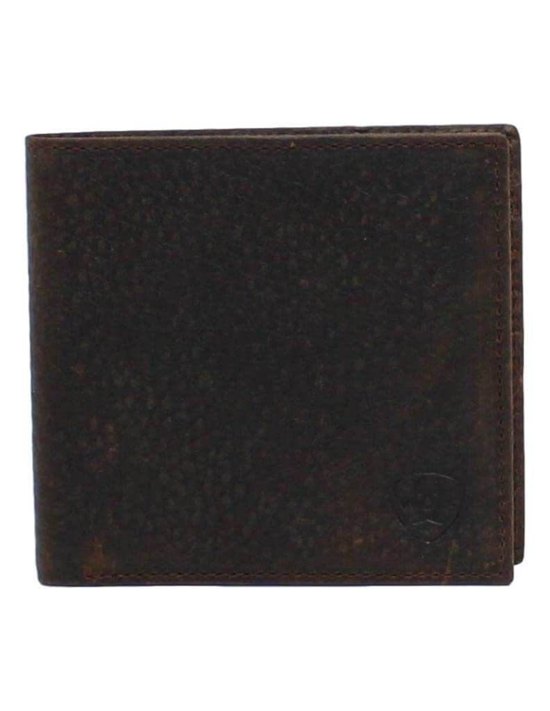 Ariat Rowdy Shield Genuine Leather Bifold Wallet for Men - Brown Cowhide RFID Blocking Slim Wallet with Logo - Perfect for Everyday Carry, Travel & Gifting