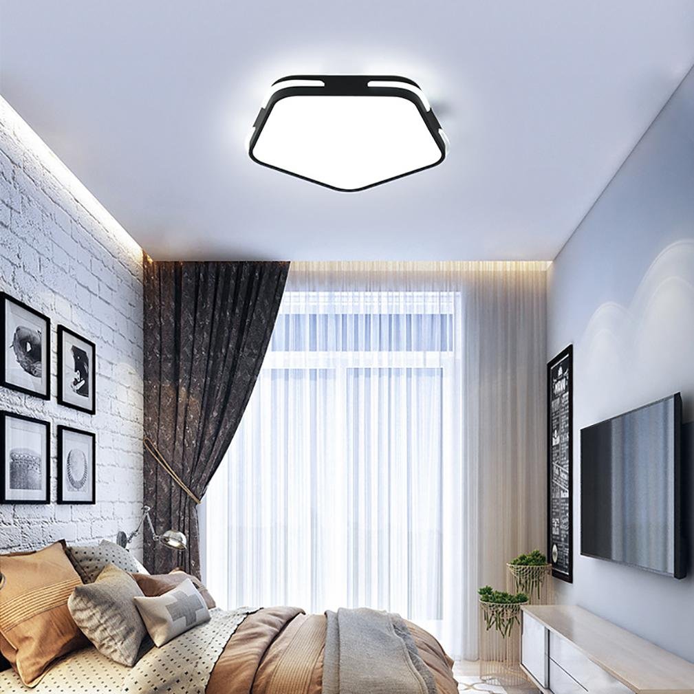 Modern LED Ceiling Light - Pentagon Acrylic Design (40CM, 5CM Thick) - White Light for Bedroom, Living Room & Home Decor | Energy Efficient Lighting for Contemporary Interiors & Office Spaces