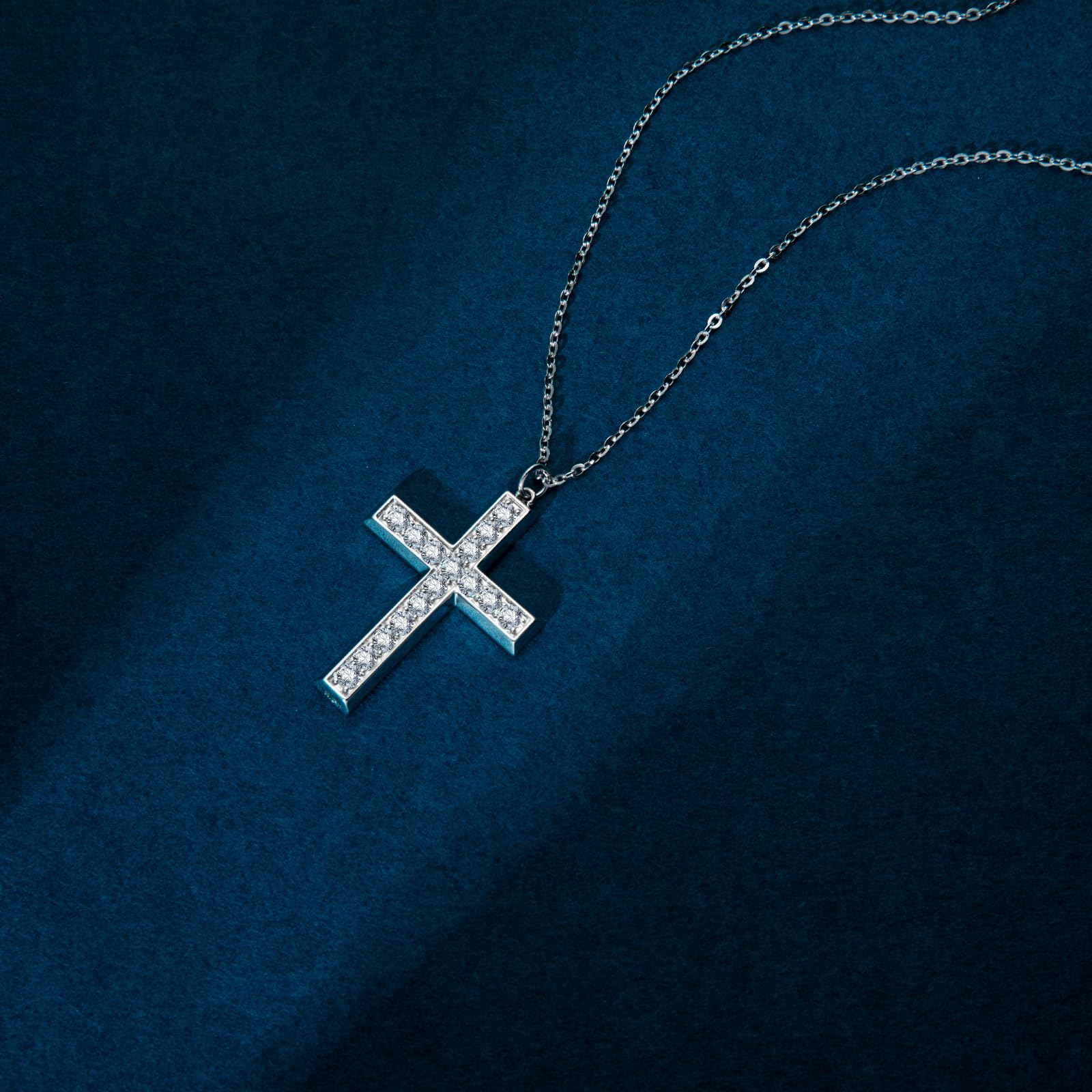 Moissanite Cross Necklace for Women & Men - Sterling Silver Christian Jewelry D Color VVS1 (1.28CTTW/1.8CTTW/3.3CTTW) - Perfect Gift for Baptism, Confirmation & Religious Occasions