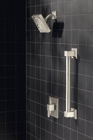 Moen 90 Degree 12-Inch Designer Grab Bar - Brushed Nickel (YG8812BN) for Bathroom Safety & Accessibility