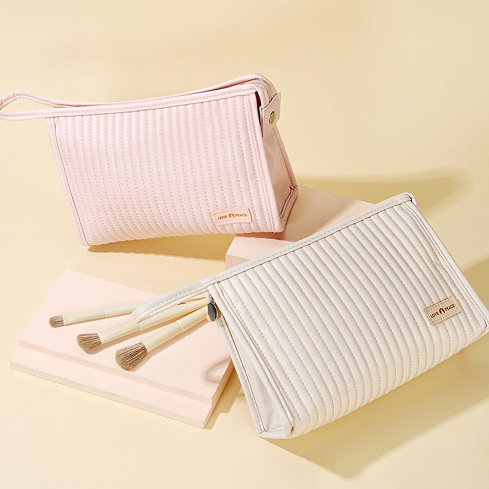Waterproof Soft Leather Makeup Bag for Women & Girls - Travel Cosmetic Organizer | Perfect for Daily Use, Travel & Gift Giving
