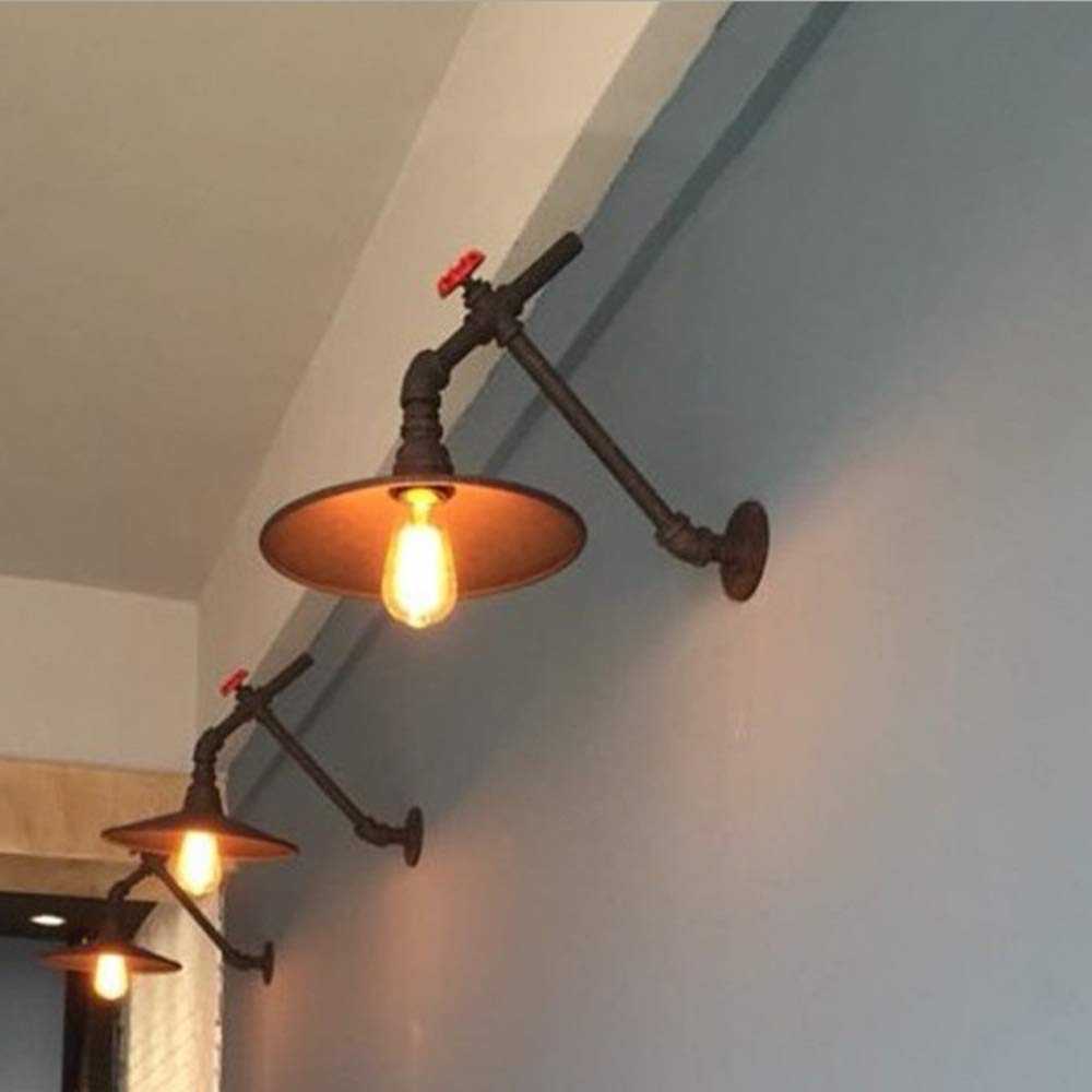 GRAWIT Industrial Pipe Wall Lamp - Vintage Loft Style Lighting for Bedroom, Staircase, Balcony, Bar & Kitchen - Perfect for Dining Room, Coffee Bar & Creating Beautiful Ambiance
