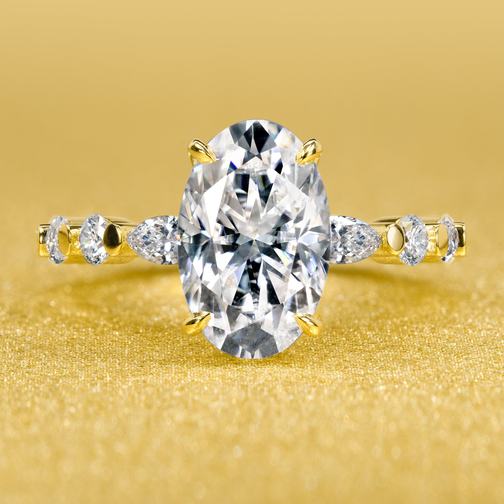 3ct Elongated Oval Cut Moissanite Hidden Halo Eternity Floating Ring - Elegant Engagement Wedding Band for Women - Perfect for Proposals, Anniversaries & Special Occasions