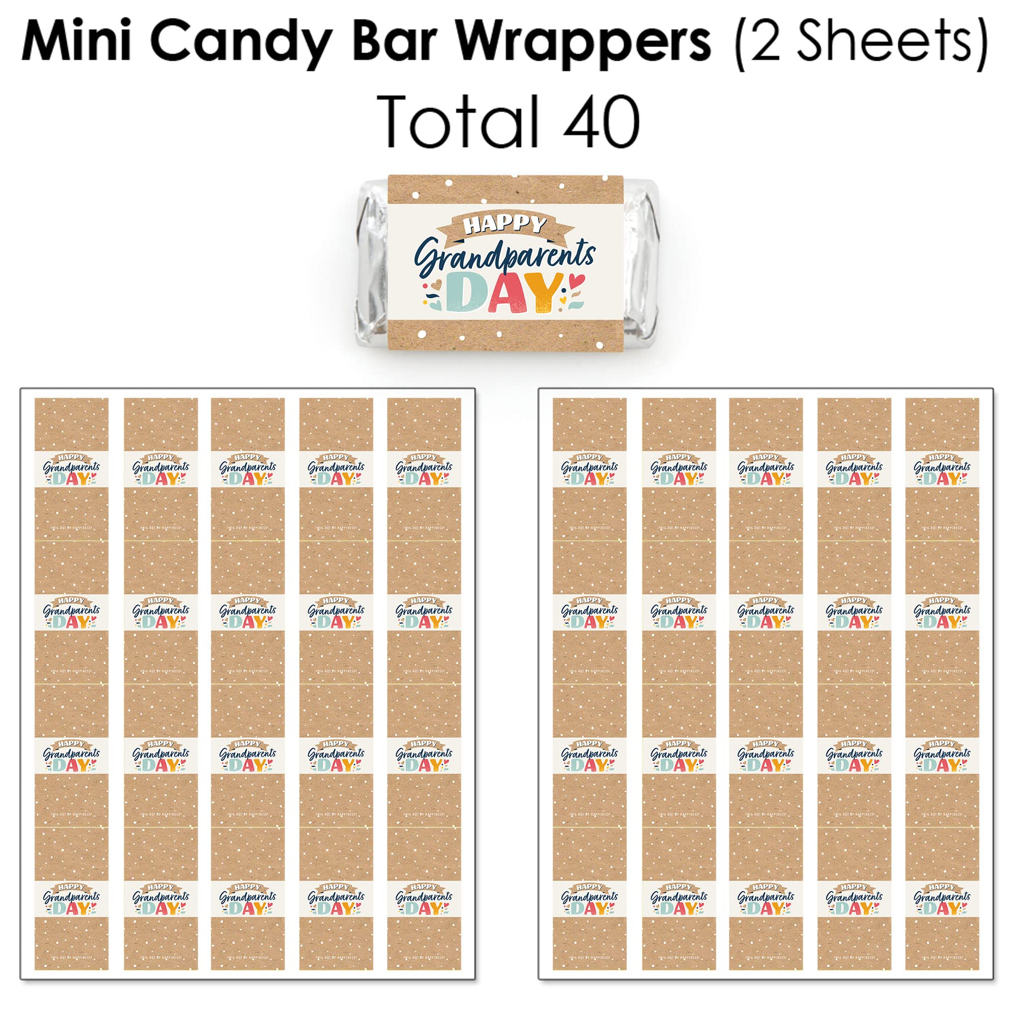 Happy Grandparents Day Candy Wrappers & Stickers Kit - 304pcs Round Candy Stickers, Circle Labels for Grandma Grandpa Party Favors - Perfect for DIY Treat Bags, Classroom Gifts & Family Celebrations