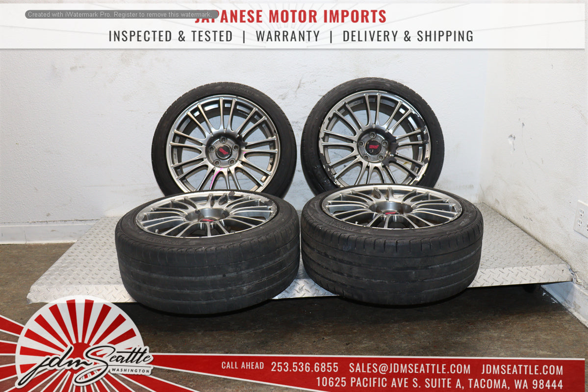 JDM 2008-2014 Subaru WRX STI OEM Rims and Tires V10 Complete Set - Perfect Fit for Performance Upgrades & Street Racing