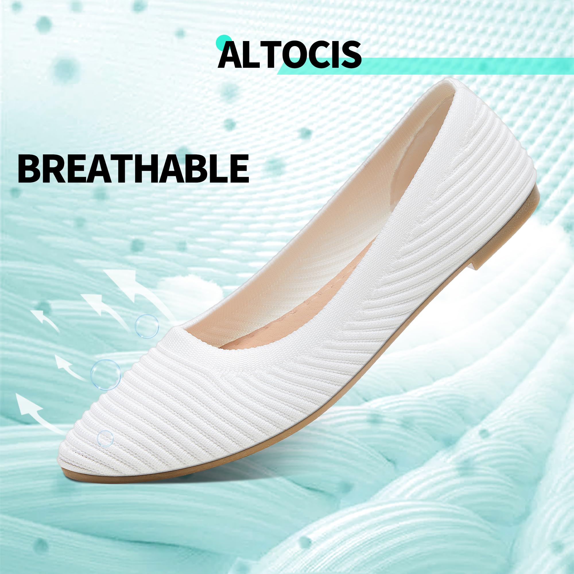 ALTOCIS Women's Knit Ballet Flats - Comfortable Pointed Toe Dress Shoes for Ladies - Soft Casual Ballerina Walking Flats - Perfect for Office, Travel & Everyday Wear