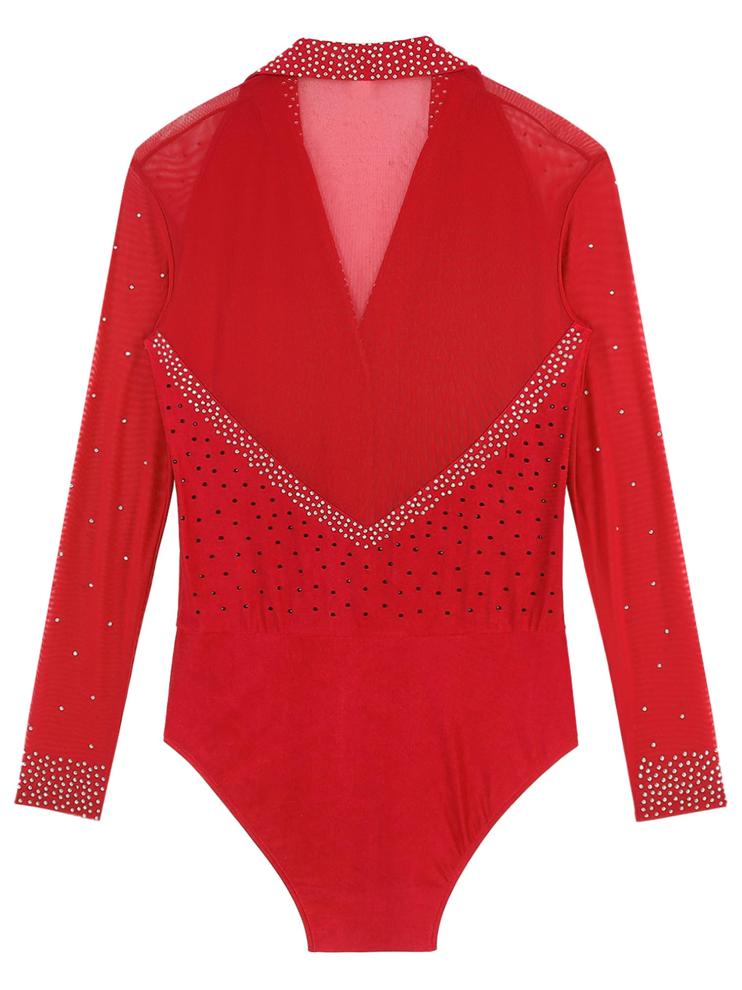 Men's Glitter Latin Tango Dance Leotard Bodysuit - Sheer Mesh Figure Skating & Ballroom Dancewear - Perfect for Performances, Competitions & Dance Practice