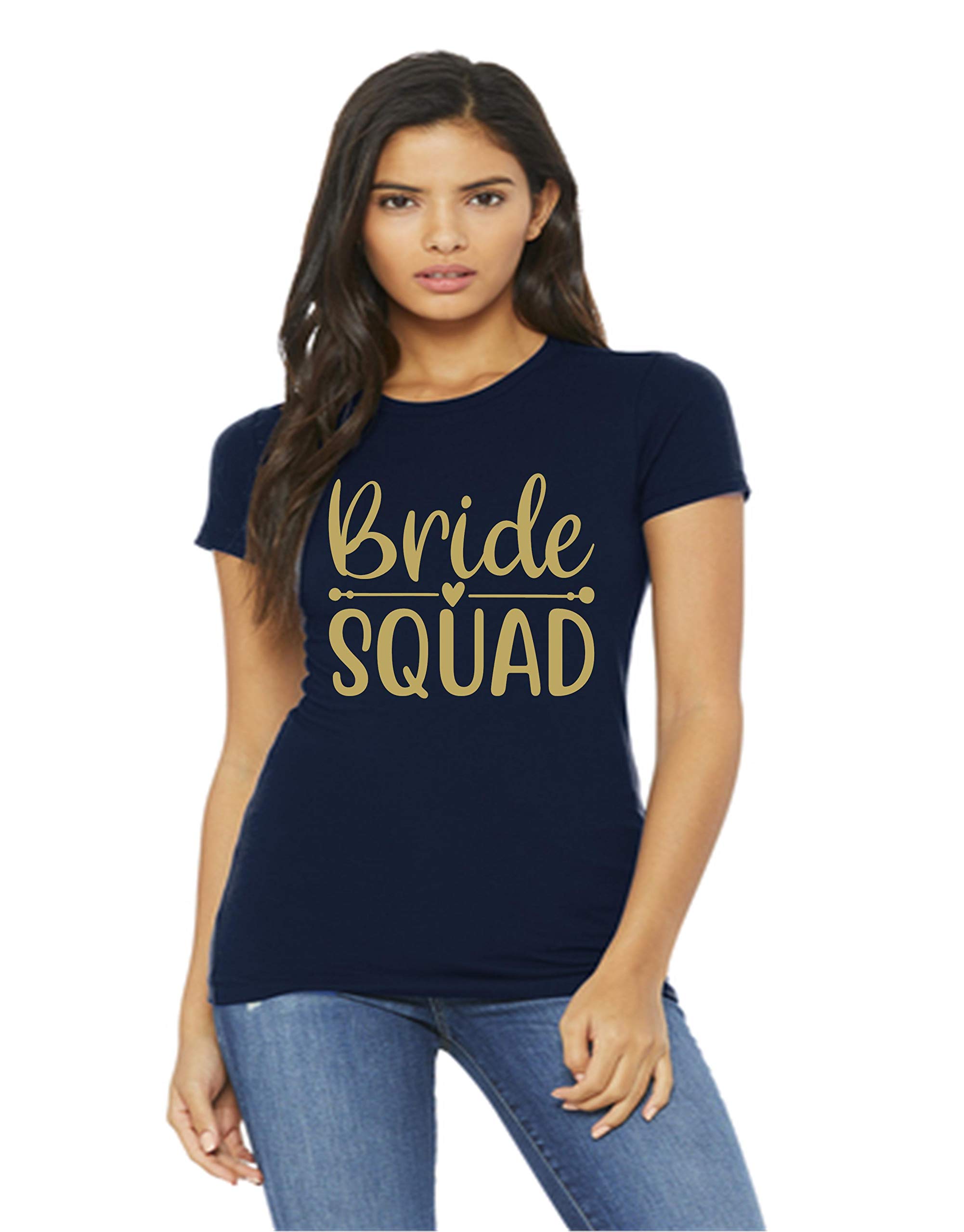 SEC Apparel Pack of 7 Iron On Transfers - 1 Bride & 6 Bride Squad Heat Transfer Vinyl for T-Shirts, Tank Tops - DIY Bachelorette Party, Girls Night Out, Wedding Shower Decorations