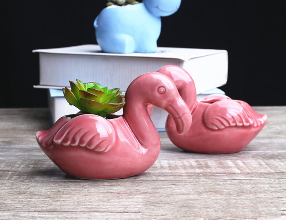 Adorable Flamingo Succulent Planter - Cute Animal Flower Pot for Home & Office Desk Decor - Perfect for Windowsills, Gift Ideas & Small Plant Lovers