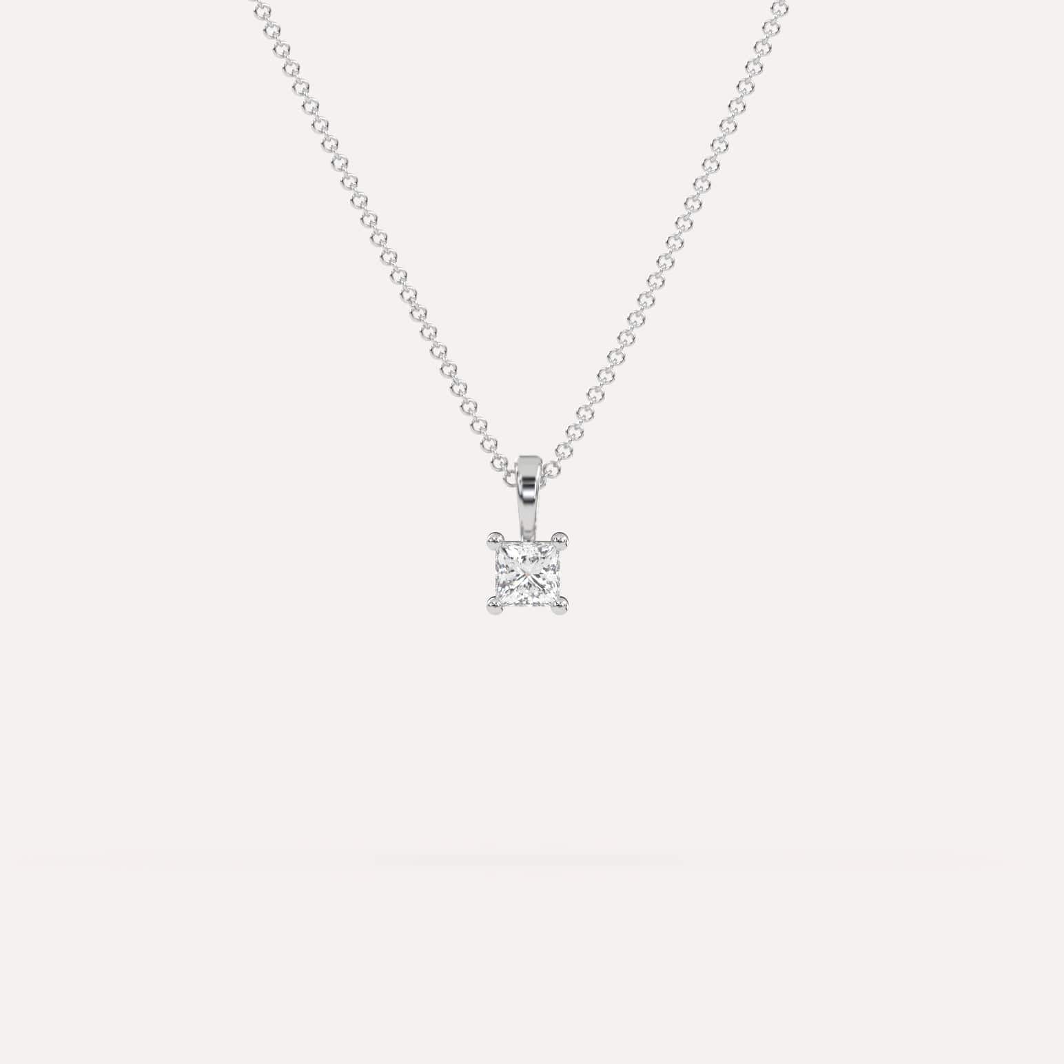 1/4 Carat Princess Cut Diamond Pendant Necklace for Women - 14K White Gold Chain - Elegant Gift for Anniversary, Valentine's Day & Special Occasions