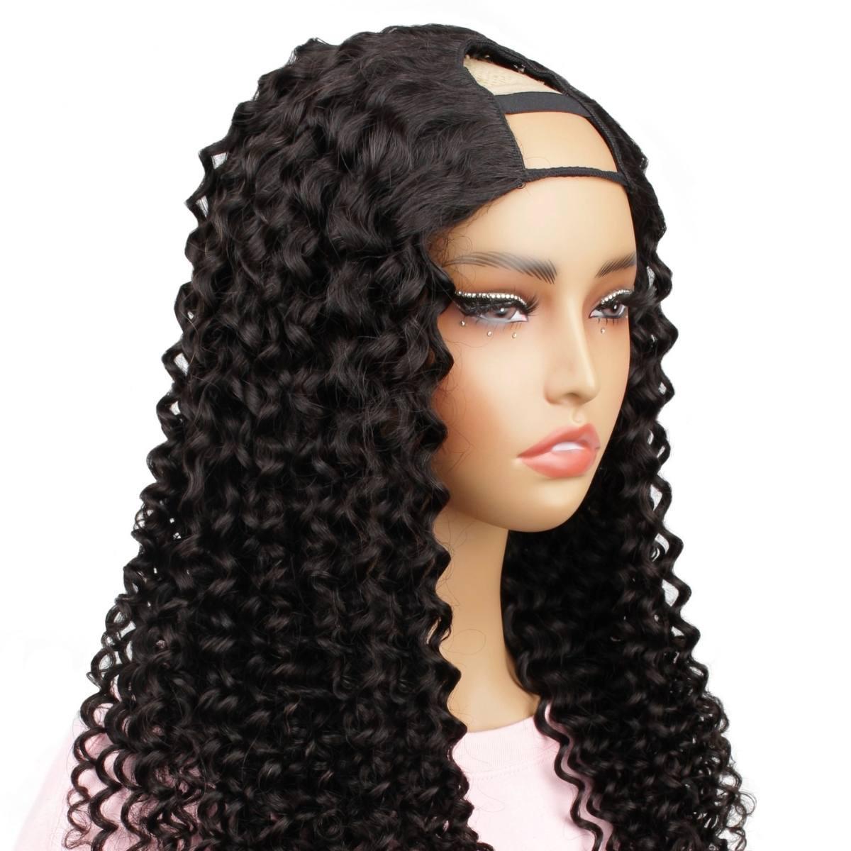 Deep Curly U Part 100% Human Hair Wig for Women - Natural Looking Wavy Lace Front Wig for Daily Wear & Special Occasions