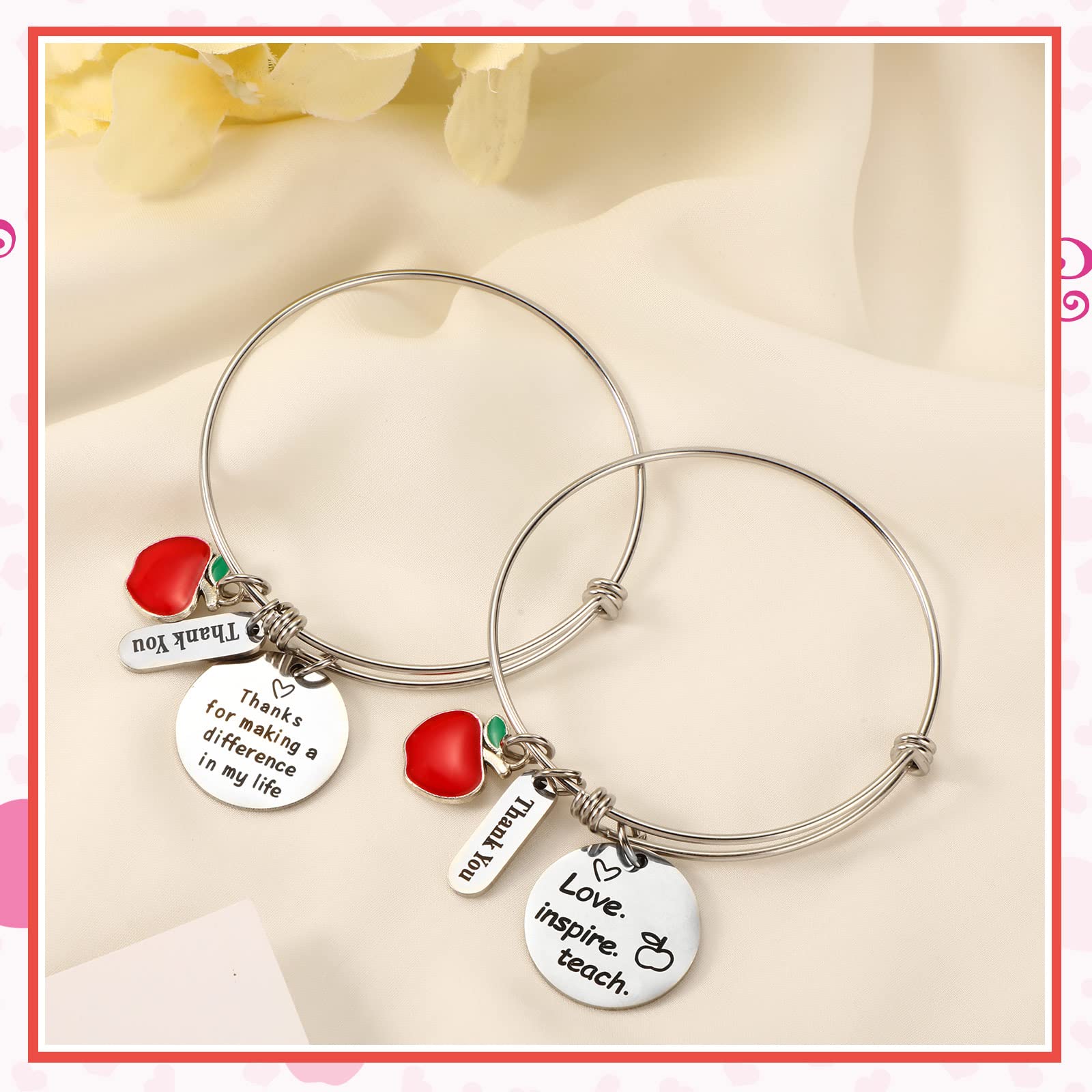 Bonuci 4-Piece Teacher Appreciation Bracelet Set - Thoughtful Thank You Gifts for Women Educators, Graduation & End of Year Presents - Perfect for Teacher's Day, Retirement & Classroom Celebrations