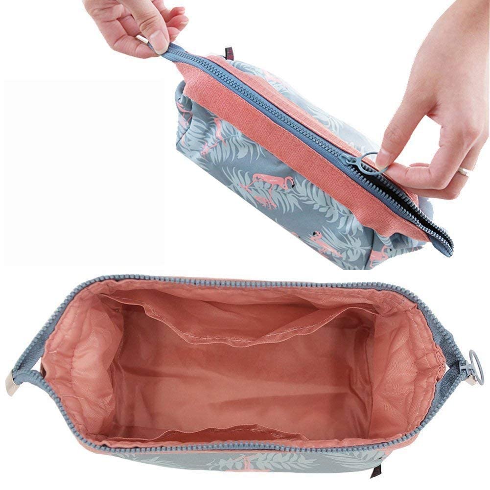GNASTAS Travel Cosmetic Bag for Women - Waterproof Foldable Makeup Organizer with Pockets, Portable Round Toiletry Case for Storage (Pack of 1) - Perfect for Travel, Gym, and Daily Essentials Organization