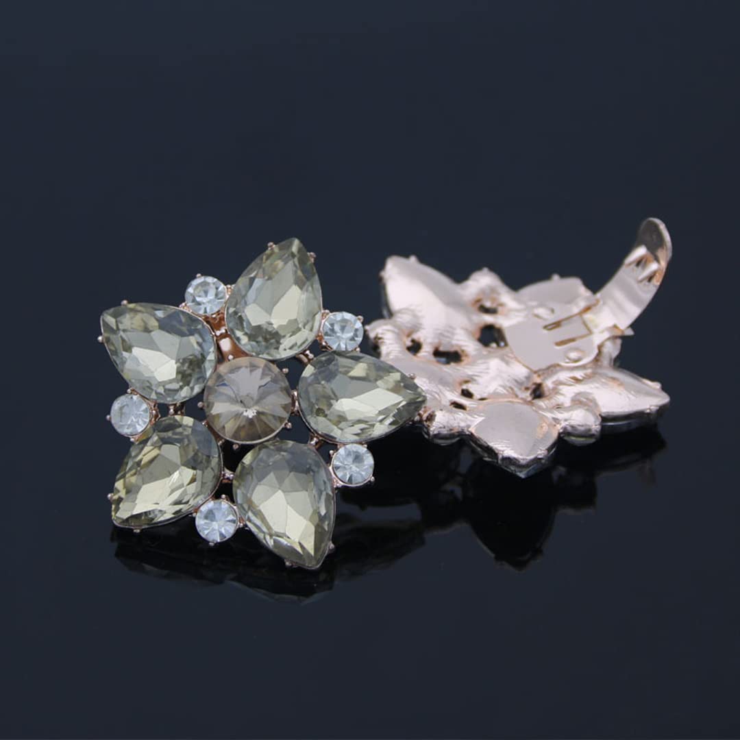 2 Pairs Detachable Rhinestone Star Shoe Clips - Elegant Flower Shoe Buckle Decor for Women & Girls - Perfect for Party, Wedding, Birthday & Special Occasions - Add Sparkle to Heels, Flats & Sandals