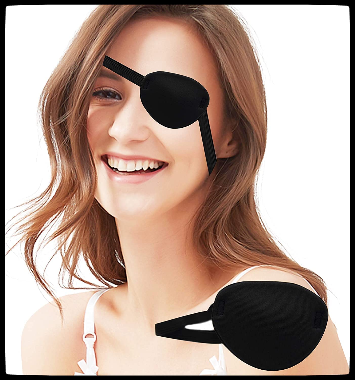 **Pirate Eye Patch for Kids & Adults - Adjustable, Soft & Comfortable Lazy Eye Patch for Children, Orthoptic Eye Cover for Halloween & Christmas Costume (Black) - Perfect for Pirate Parties, Dress-Up & Amblyopia Therapy**