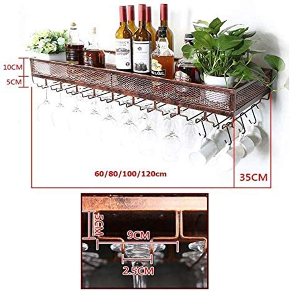 Vintage Wall Wine Rack - Black 80x35cm for Bar & Glass Storage