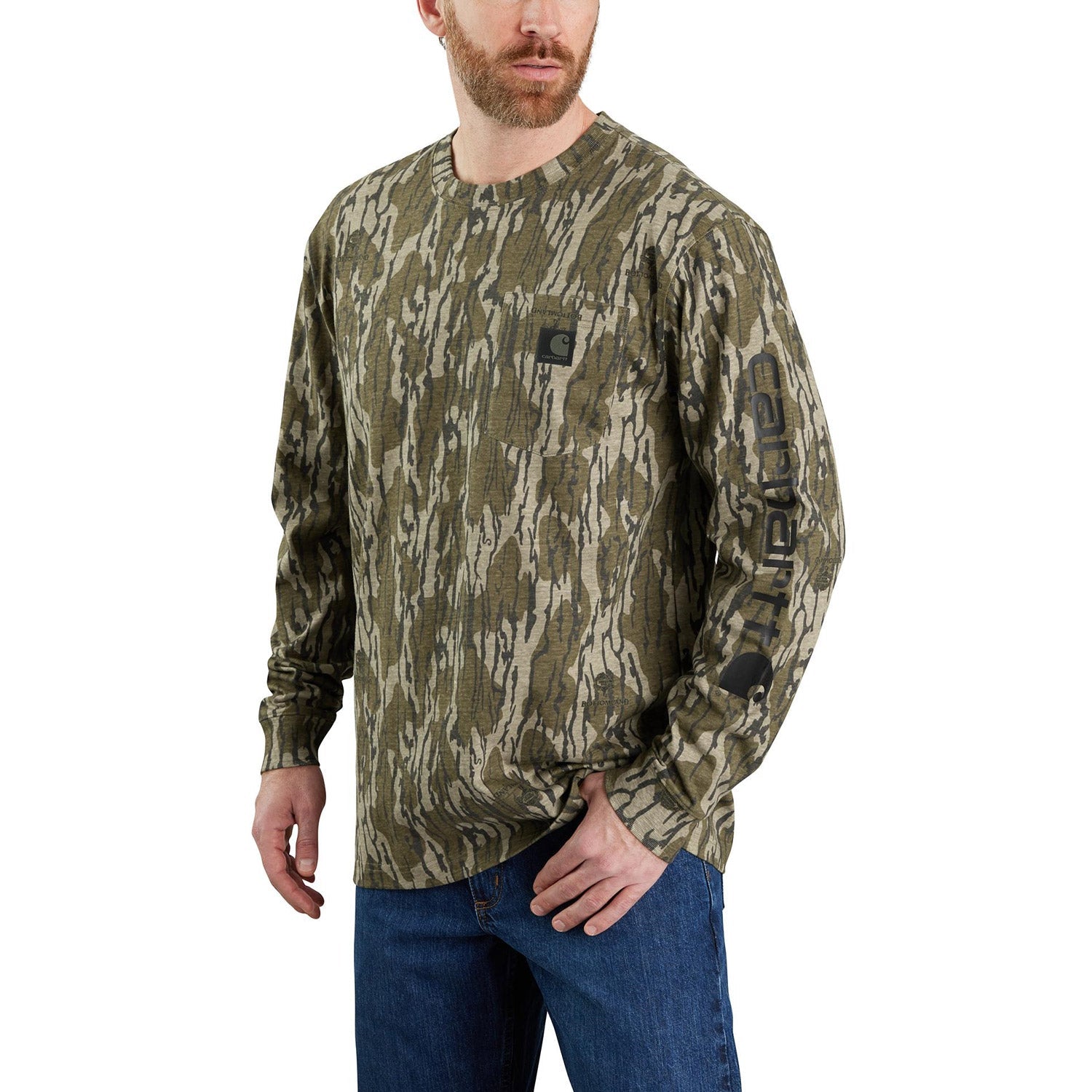 Carhartt Men's Loose Fit Camo Graphic Long Sleeve T-Shirt - Comfortable Hunting & Outdoor Work Shirt for Casual Wear