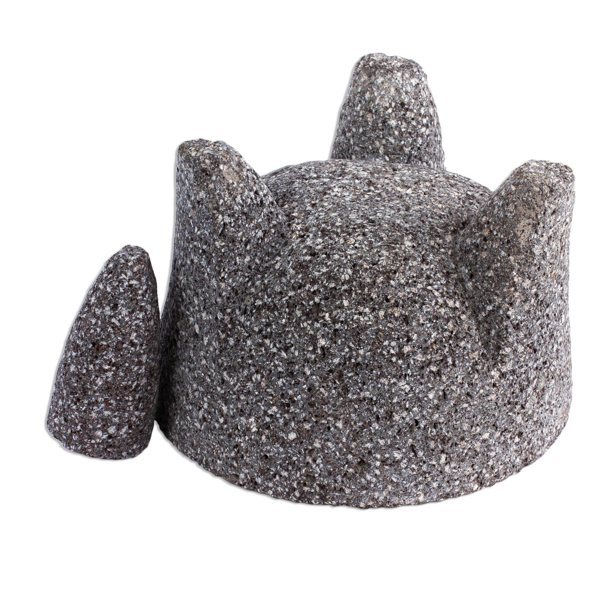 Handmade Basalt Molcajete - Traditional Mexican Stone Mortar & Pestle | Authentic Mexican Kitchenware for Guacamole, Salsa & Spices | Perfect for Home Cooking & Mexican-Themed Dinner Parties