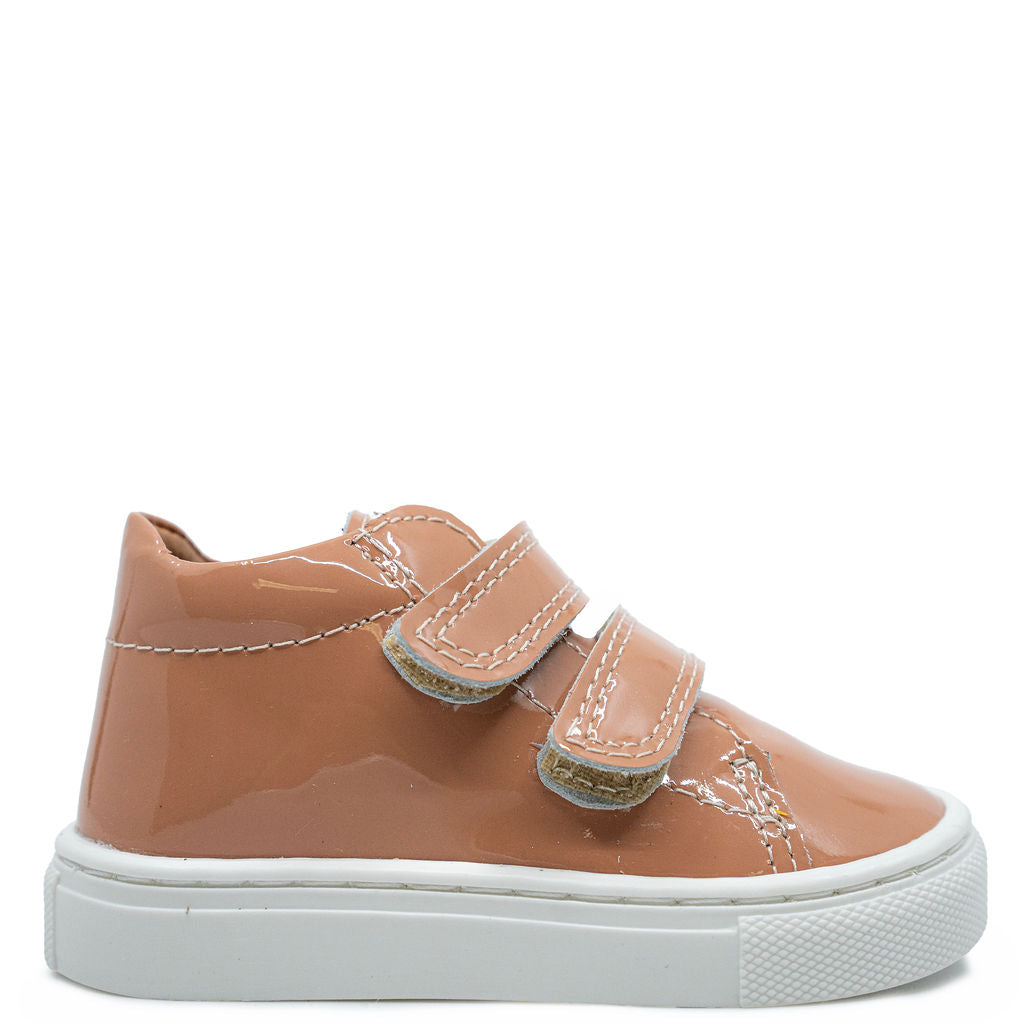 Atlanta Moccasin Peach Patent Leather Baby Shoes with Velcro Strap - Comfortable First Walkers for Toddlers, Perfect for Daily Wear & Outdoor Play