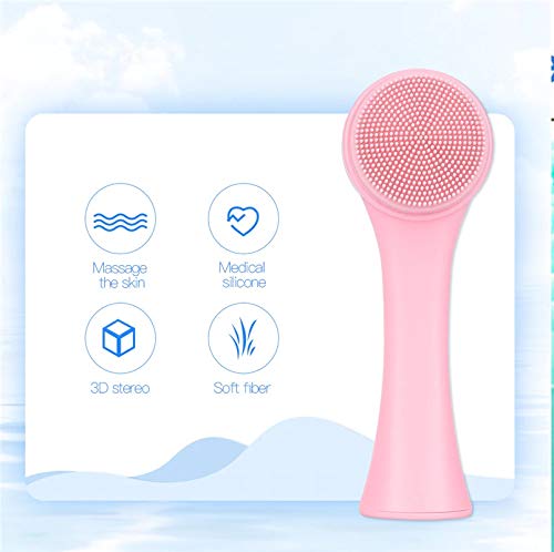 TREXEE 2 in 1 Facial Cleansing Brush - 3D Double-Sided Silicone & Soft Bristles for Deep Cleansing, Exfoliating, Makeup Removal & Acne Care (White) | Perfect for Daily Skincare & Spa-Like Facial Massage at Home