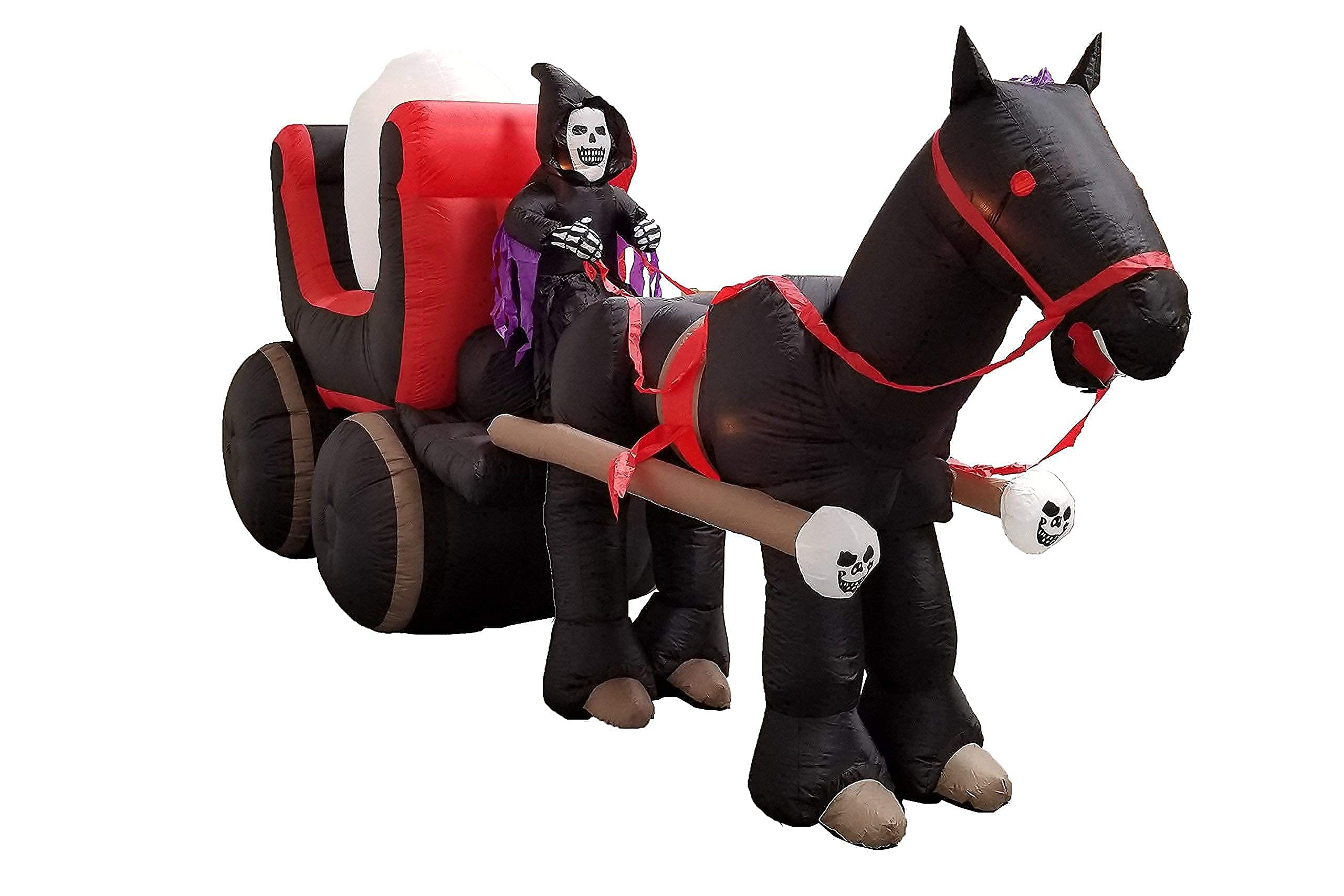 12ft Inflatable Skeleton Horse & 9ft Haunted Tree Halloween Decorations Bundle - Spooky Ghost, Skull, Pumpkin, Owl & Tombstone with Lights for Outdoor Party Decor