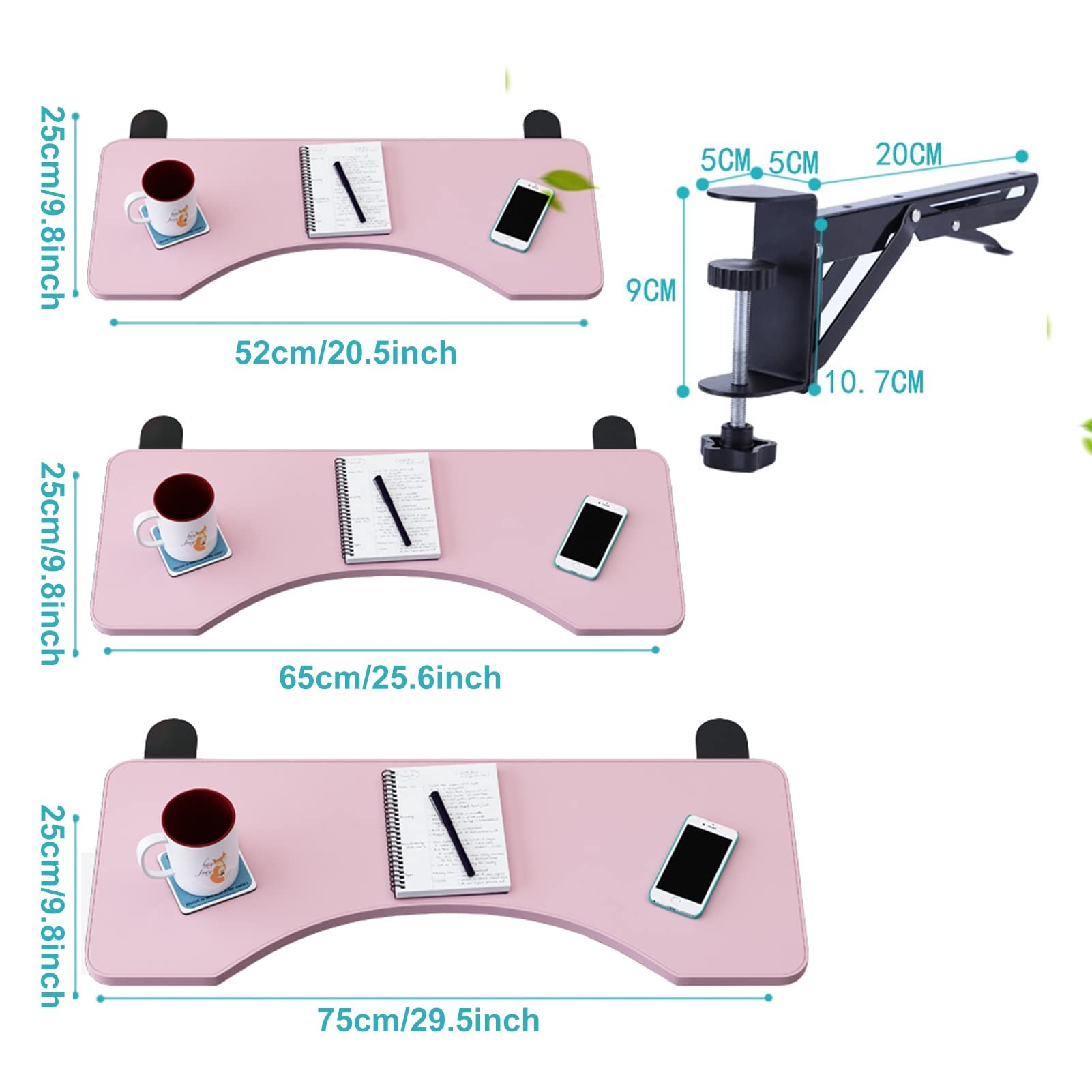 Ergonomic Under Desk Folding Keyboard Tray - Adjustable Clamp-On Shelf for Home & Office (Pink, 29.5 Inch) - Perfect for Small Spaces & Standing Desk Setup