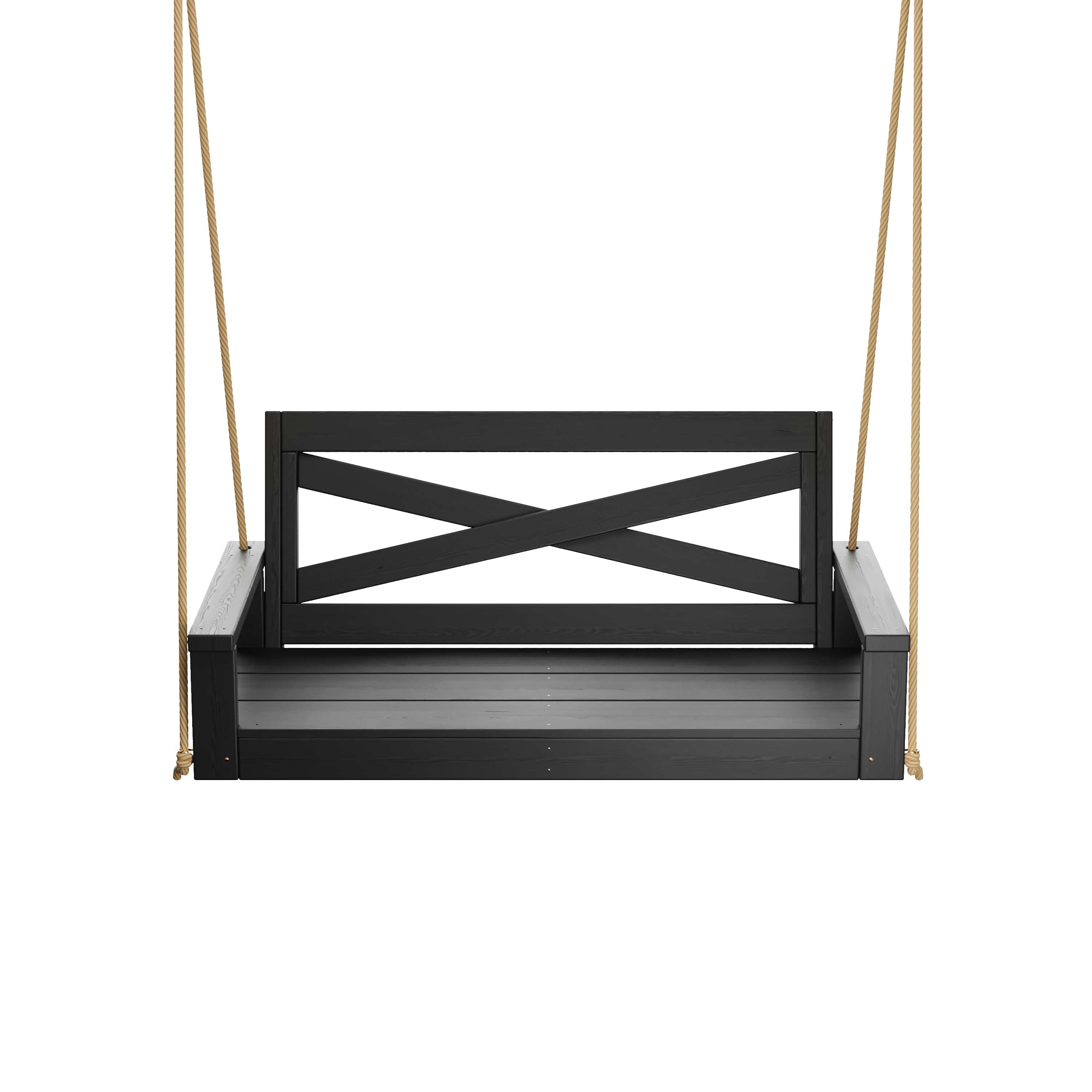 Amish Heavy Duty 700 Lb Capacity 4-Foot Porch Swing - Tricorn Black | Outdoor Patio, Garden & Backyard Relaxation Swing