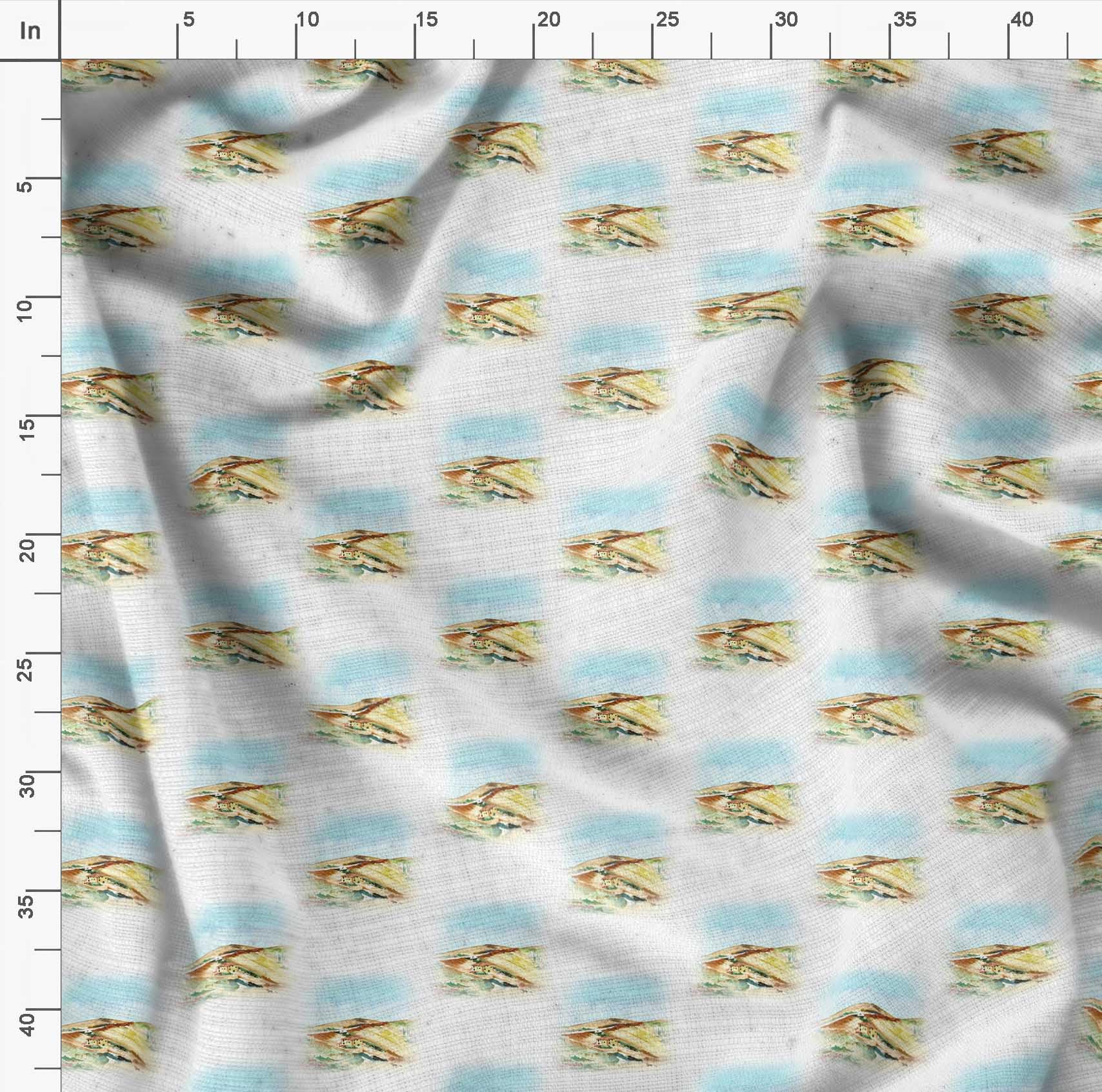 Soimoi Moss Georgette White Fabric by The Yard - 42 Inch Wide Printed Fabric for Home Decor, Curtains, Dresses & DIY Crafts - Nature Inspired Landscape Design for Tranquil Living Spaces