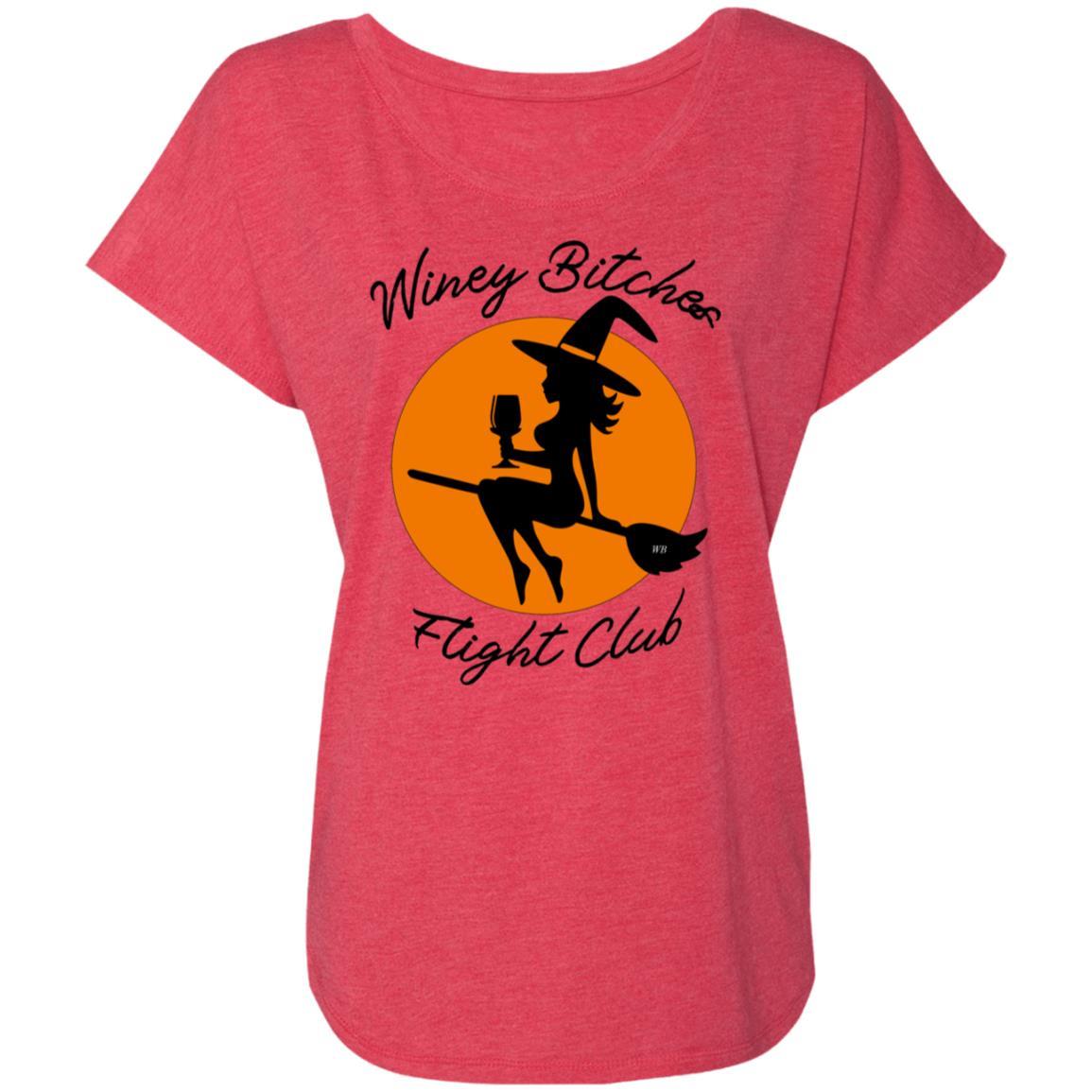 Winey Bitches Flight Club Ladies' Triblend Dolman Sleeve T-Shirt - Soft Comfortable Women's Tee for Casual Wear & Wine Tasting Events