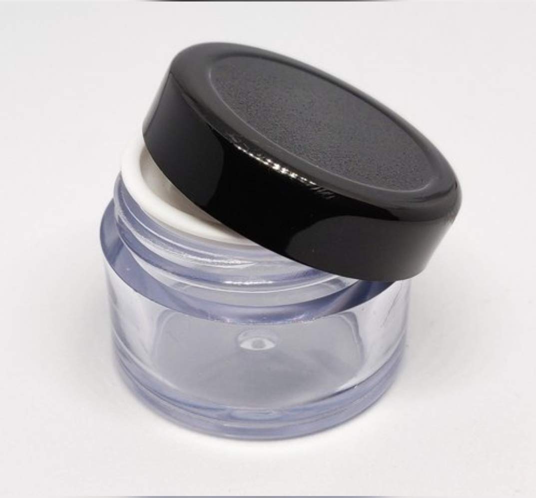 DINEMART 12PCS 15GMS Clear Acrylic San Jars with Black Lids & White Plugs - Leak Proof Empty Cosmetic Containers for Lip Balm, DIY Skincare, Body Butter, Creams & Scrubs - Perfect for Home DIY, Salon Use & Gift Packaging