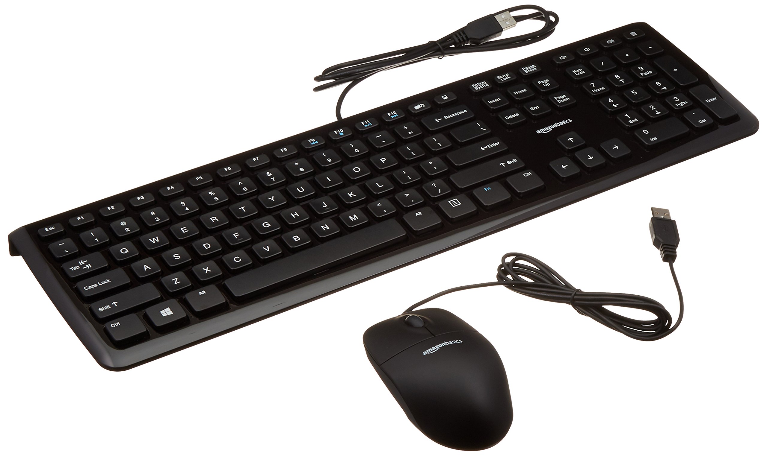 Amazon Basics Wired Keyboard and Mouse Combo 10-Pack - Black | USB Plug and Play for Office, School, Home & Business Computers | Bulk PC Accessories Set