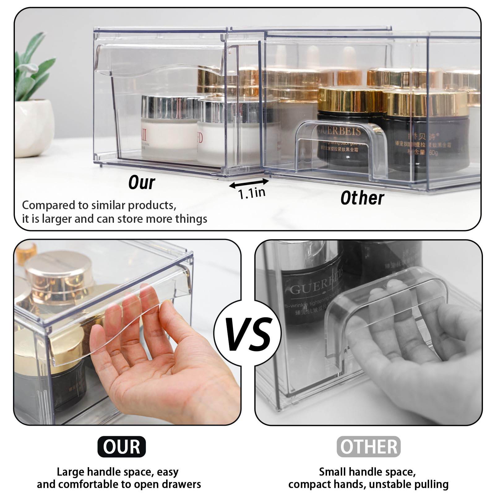 4 Pack Clear Acrylic Stackable Storage Bins - 12