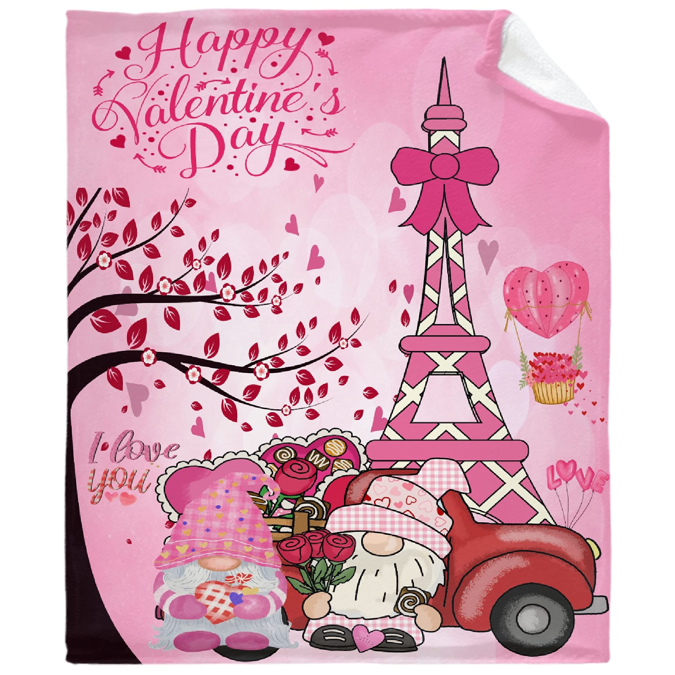 Valentine's Day Heart Print Flannel Throw Blanket - 60