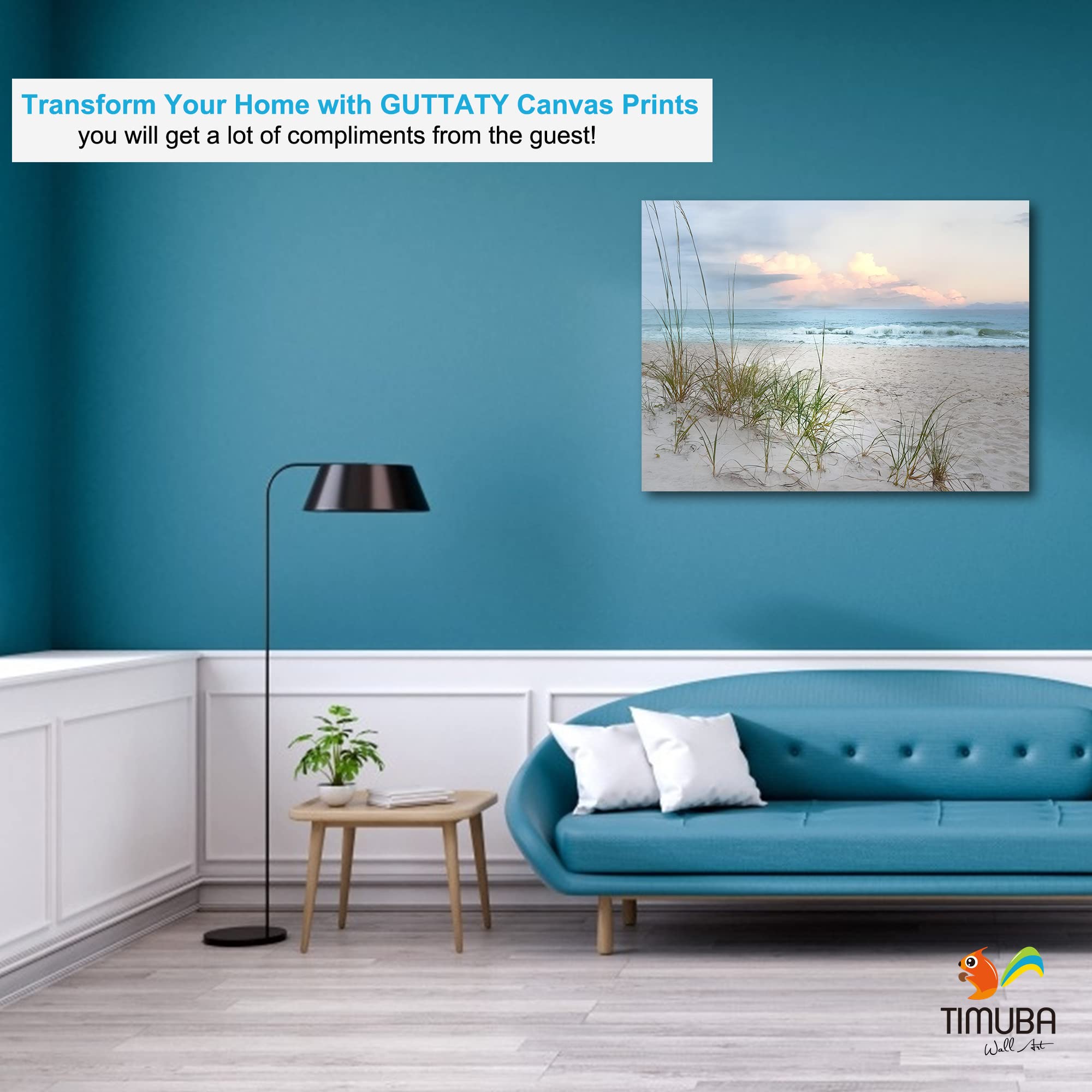 TIMUBA Beach Canvas Wall Art - 18x24 Inch Coastal Landscape Painting for Living Room & Bathroom Decor | Ocean Themed Wall Decor for Home, Office | Perfect for Beach House, Seaside Theme Interior Design