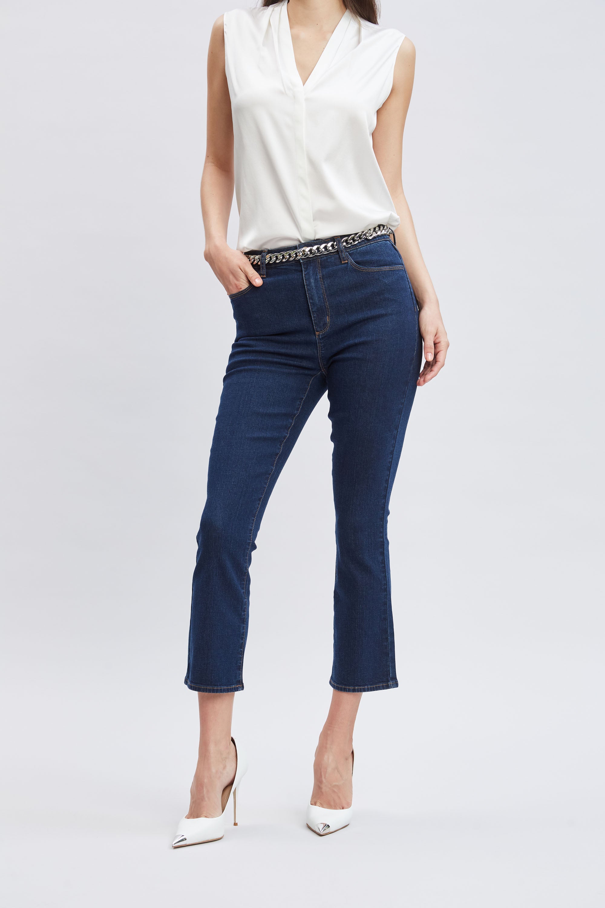 Micro Flare Cropped Jeans for Women - High Waisted Stretch Denim Pants with Flared Hem | Perfect for Casual Outfits, Date Nights & Boho Style