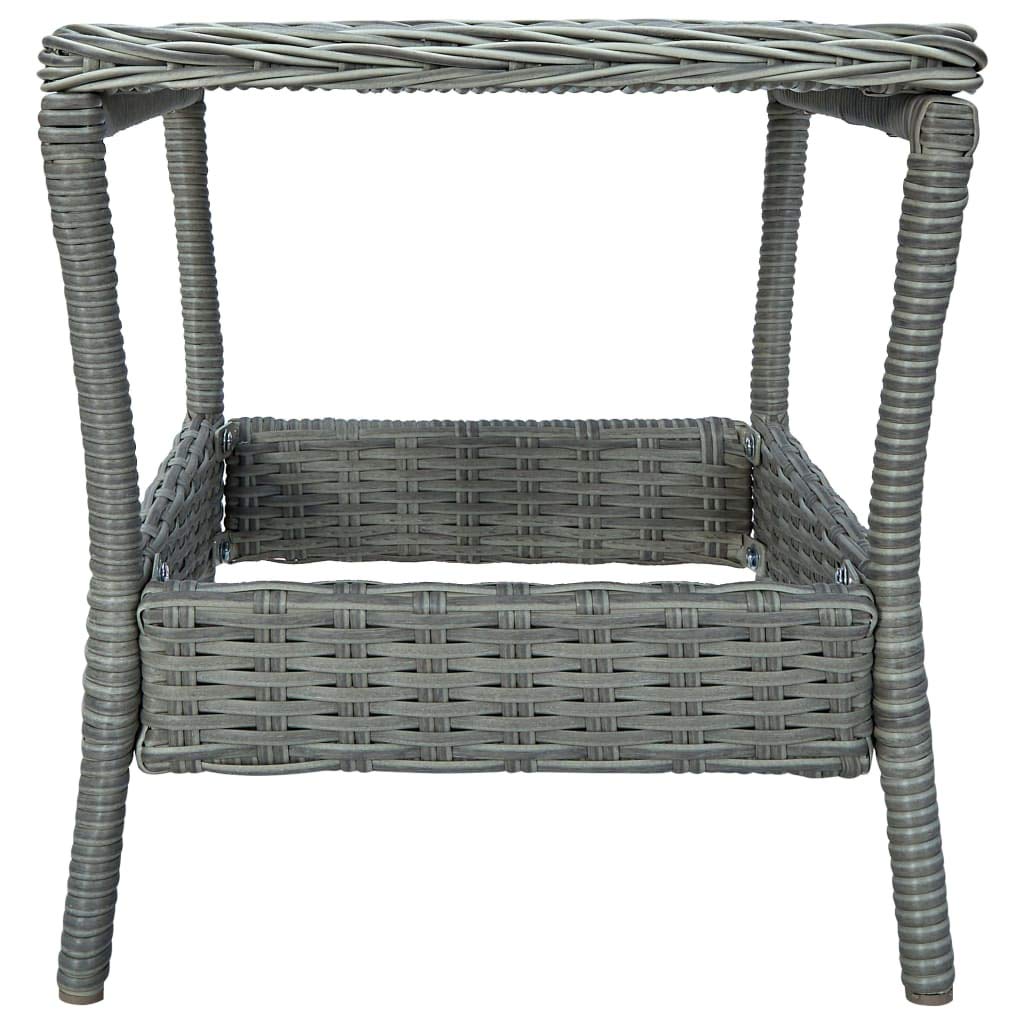 Outdoor Patio Table Set - 17.7x17.7x18.3 Inch Weather-Resistant Poly Rattan Furniture for Backyard, Balcony, Poolside - Light Gray (Easy Assembly) - Perfect for Outdoor Dining, Lounging and Entertaining Guests