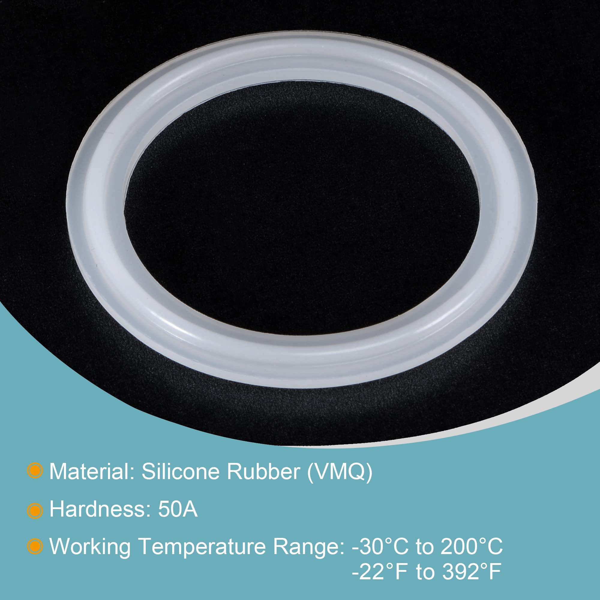 High-Quality 2 Inch Silicone Rubber Gasket - Industrial Flange O-Ring for Clamp Connections (White) - Perfect for Plumbing, HVAC, and Food Processing Equipment