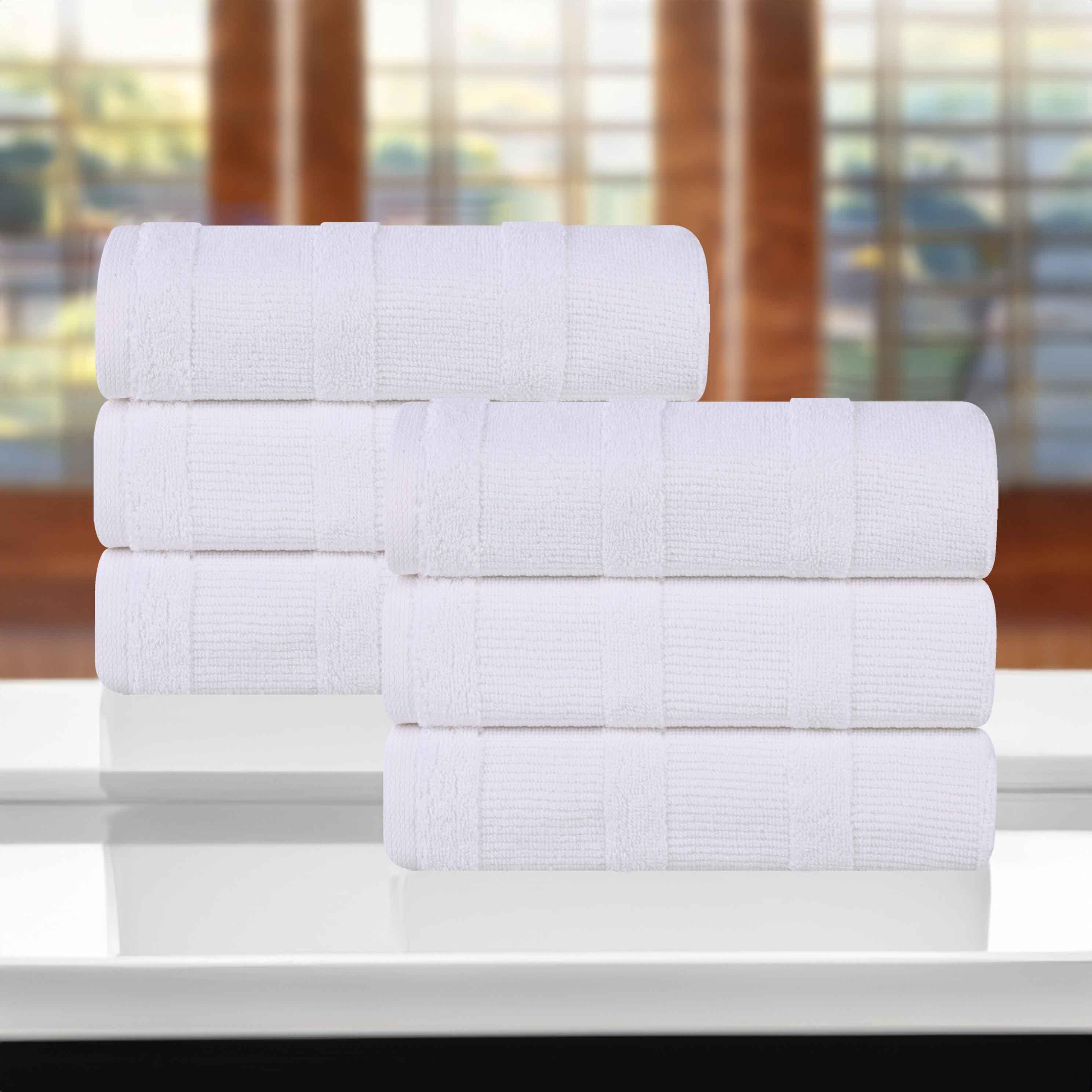 Premium Roma Cotton Ribbed Textured Hand Towels - Soft & Absorbent Bathroom Towel Set of 6 - Perfect for Kitchen, Guest Bathroom & Spa Use