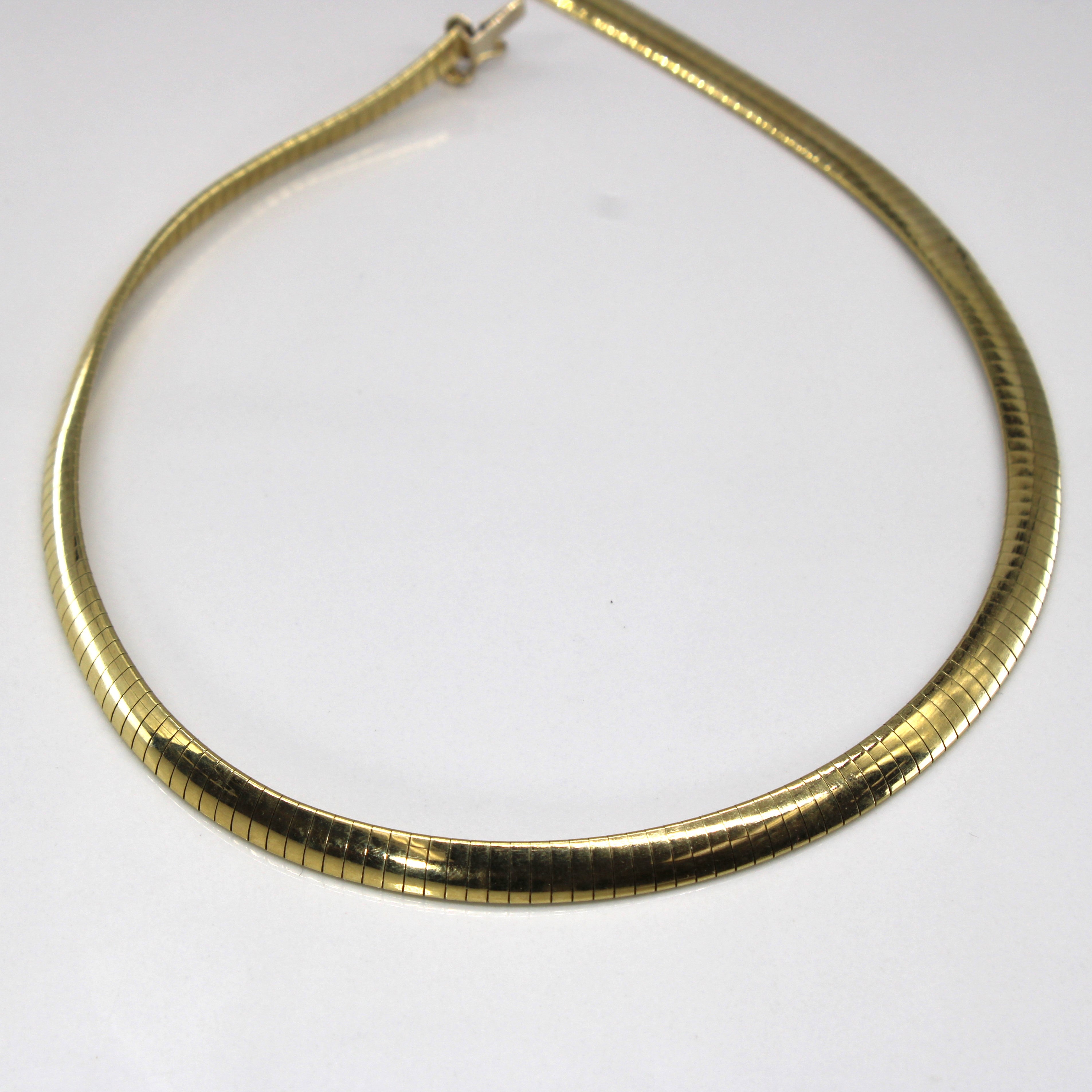 10K Yellow Gold Italian Omega Chain Necklace for Women - 16 Inch | Elegant Layering Piece for Everyday Wear or Special Occasions