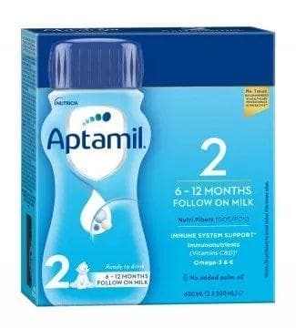 Aptamil 2 Ready To Drink Follow On Milk Formula - 400ml (2 x 200ml Bottles) - Expires 8/11/2025 - Ideal for On-the-Go Feeding & Travel Convenience