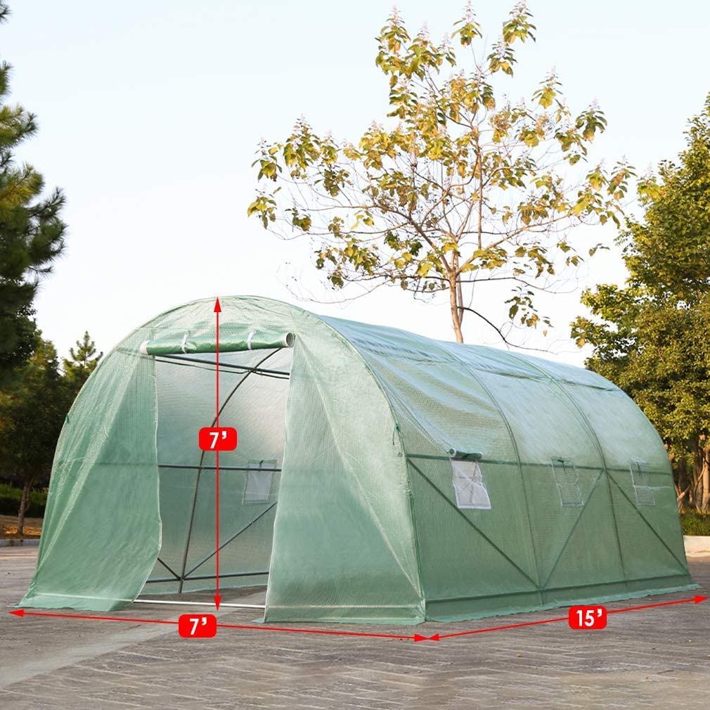 Large Walk-in Greenhouse for Outdoor Gardening - Heavy Duty Steel Frame with Observation Windows & Roll-up Zipper Door - Ideal for Seedlings, Flowers & Plants - Perfect for Backyard, Patio & Urban Farming