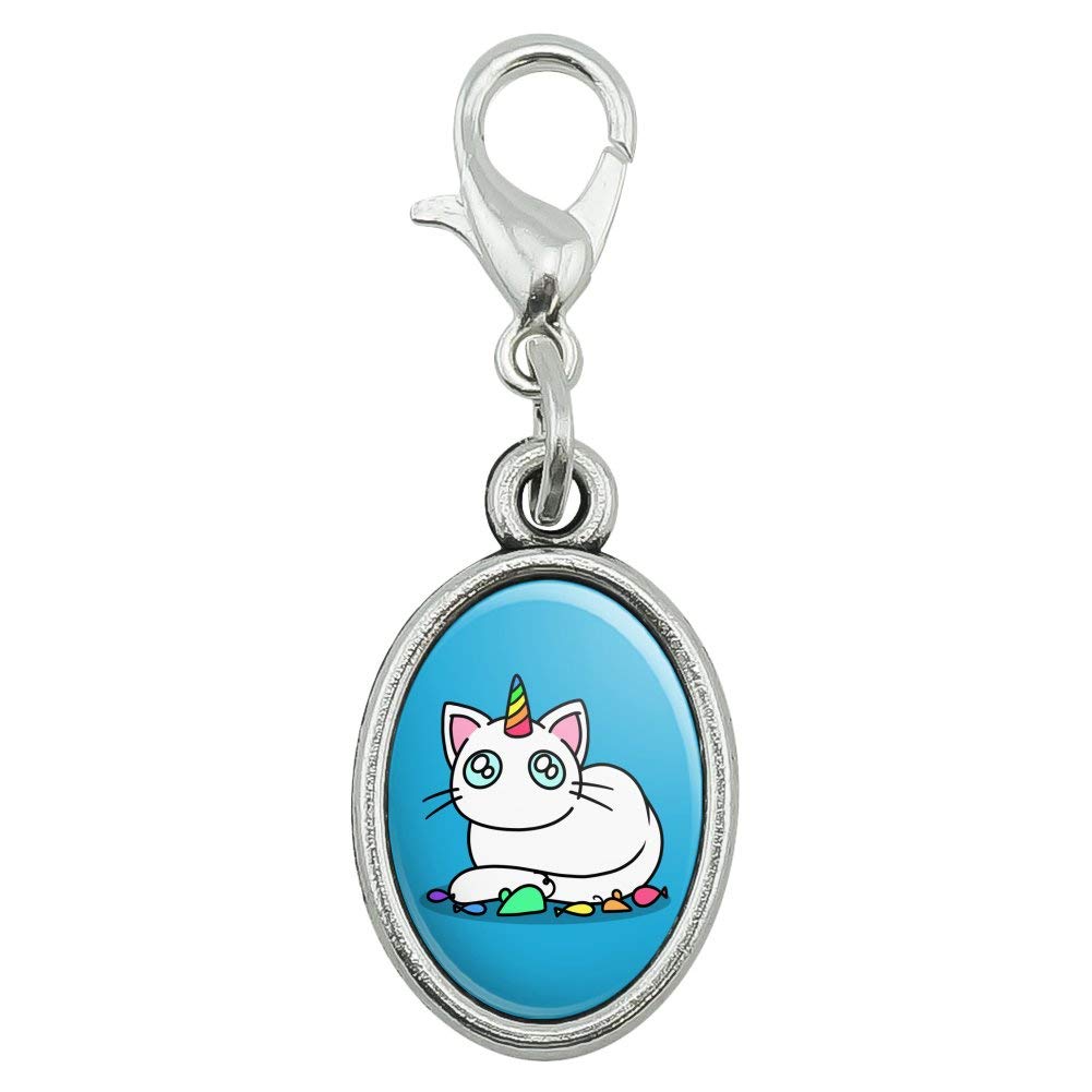 Vintage Unicorn Cat & Rainbow Mouse Charm Bracelet Pendant - Lobster Clasp for Jewelry Making, DIY Crafts, Keychains & Zipper Pulls - Perfect for Gifts, Fashion Accessories & Kawaii Style Decor