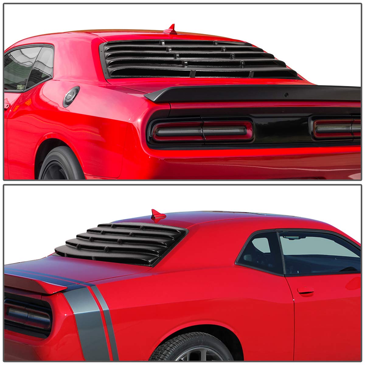 Auto Dynasty 3Pcs Tape-On Rear & Quarter Side Window Louver Sun Shade for 2008-2019 Dodge Challenger | UV Protection & Style Upgrade | Perfect for Summer Driving & Car Shows