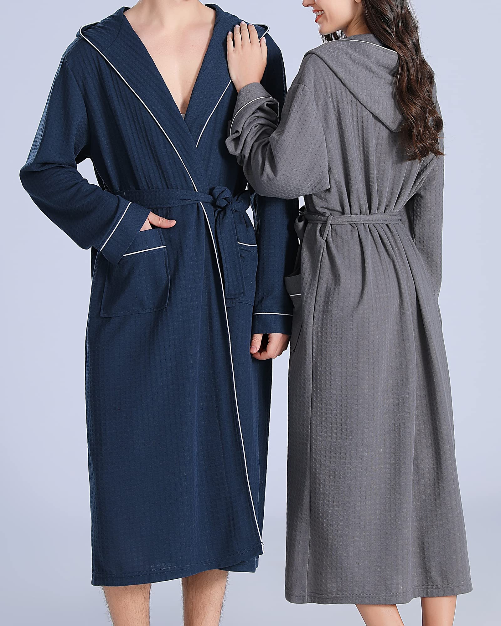 POSSIDEA Men's & Women's Hooded Waffle Bathrobe - Soft & Cozy Terry Cloth Robe for Spa, Lounge & After Shower - Perfect Gift for Him & Her