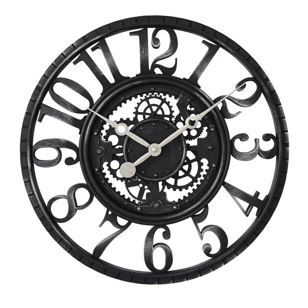 22 Inch Retro Industrial Wall Clock - Large Iron Gear Design, Quartz Movement - Perfect for Living Room, Bedroom & Office Decor
