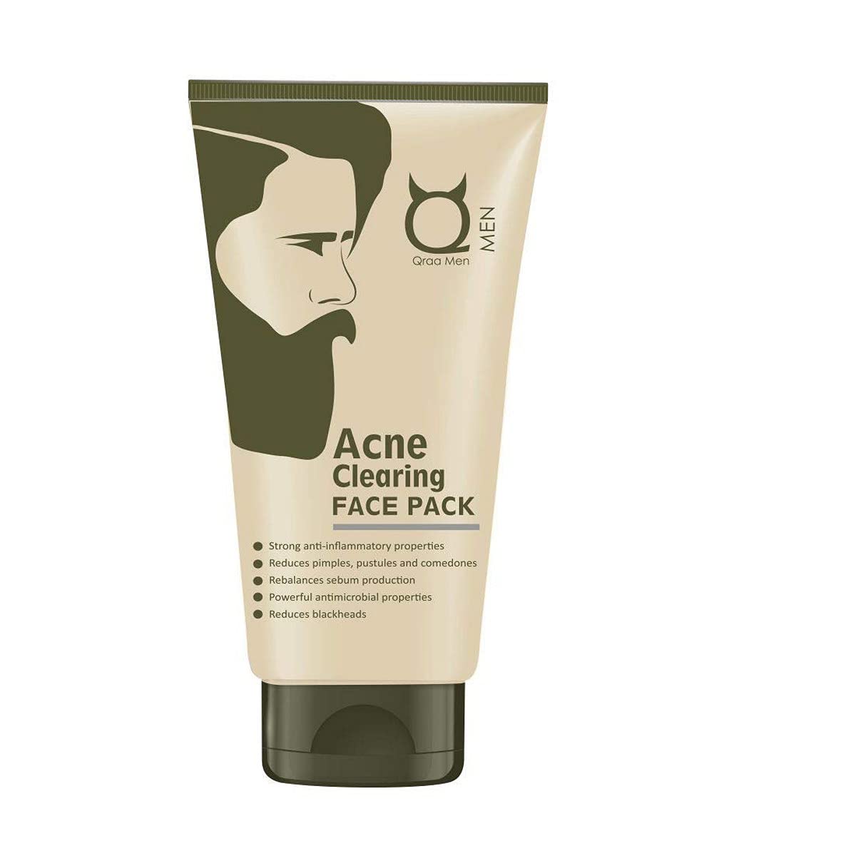 Qraa Men Acne Clearing Face Pack with Turmeric & Tea Tree Oil - 100g | Prevents & Treats Pimples, Reduces Breakouts | Perfect for Daily Skincare & Post-Shave Routine