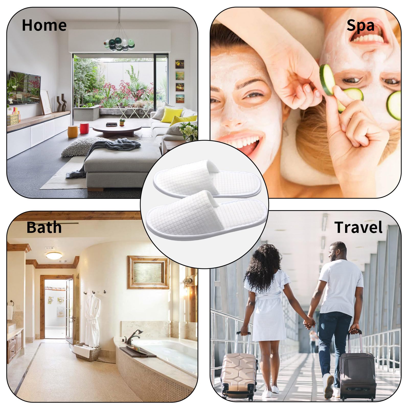 8 Pairs Disposable Hotel Slippers for Guests - Non-Slip Polar Fleece SPA Slippers, Washable & Reusable for Travel, Bridal, Women & Men - Perfect for Hotels, Spas, and Home Use