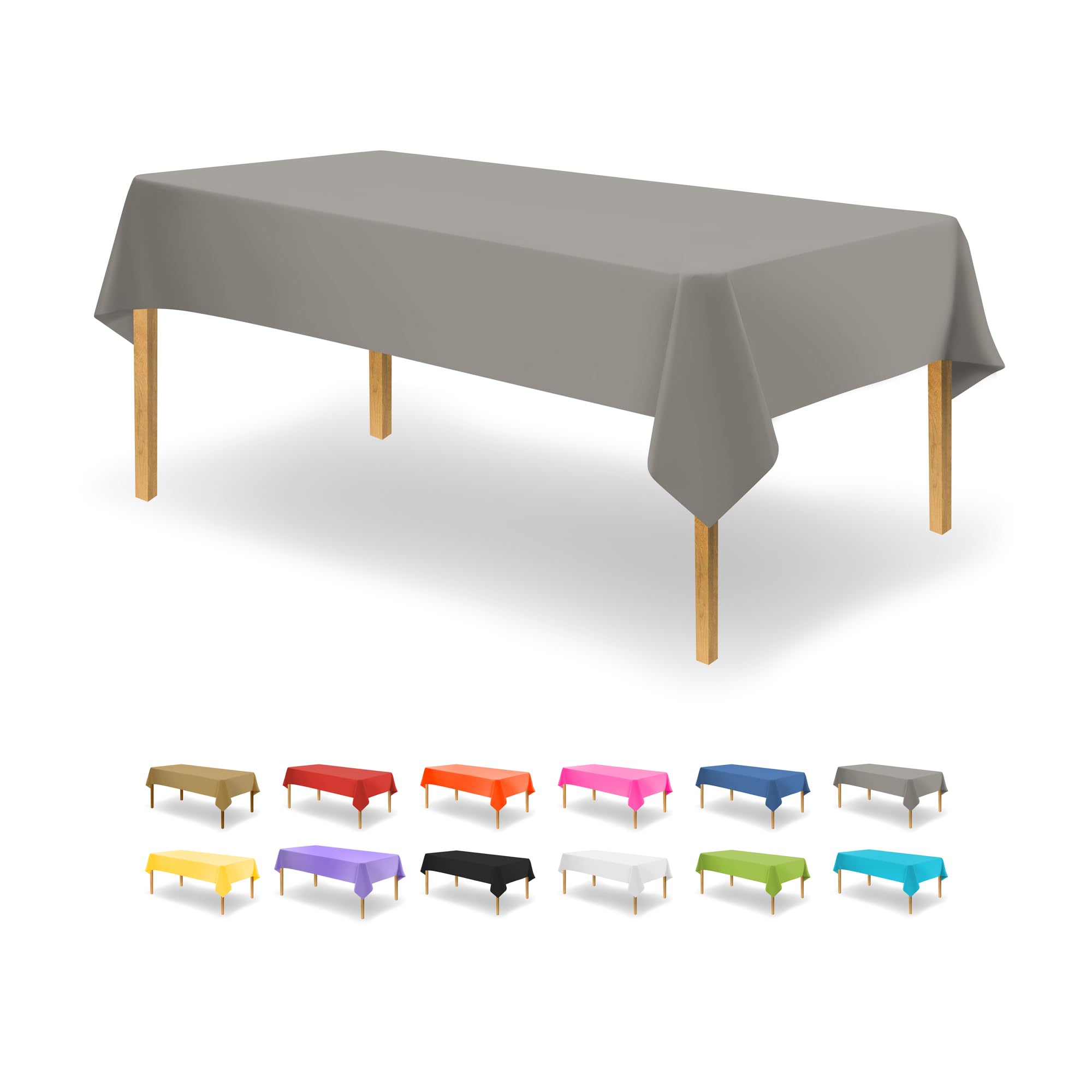 Premium Silver Disposable Plastic Tablecloths (48 Pack) - 54