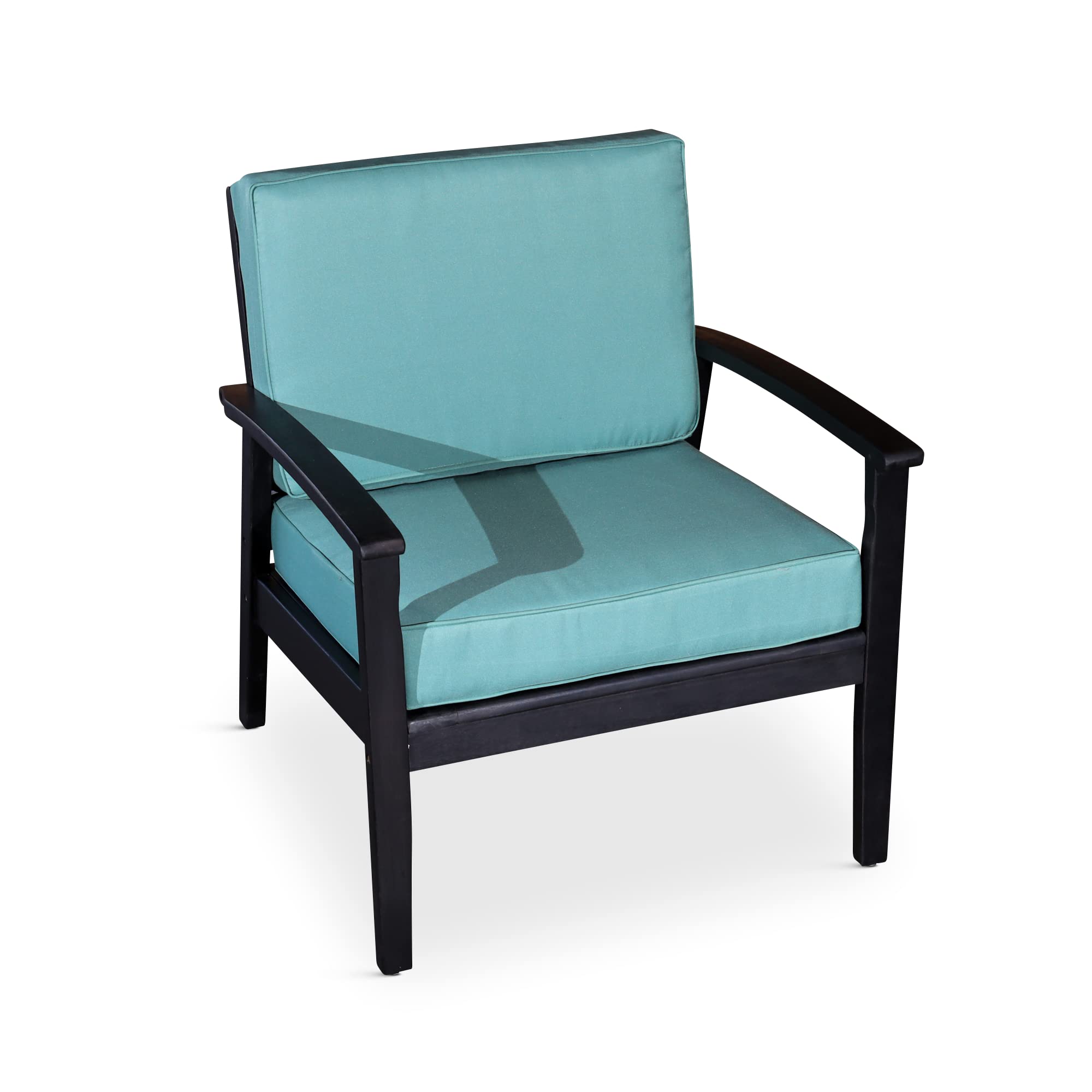 DTY Outdoor Living Longs Peak Deep Seat Eucalyptus Chair - Espresso Finish with Sage Cushions | Patio, Garden, Deck & Poolside Furniture for Relaxing Outdoors