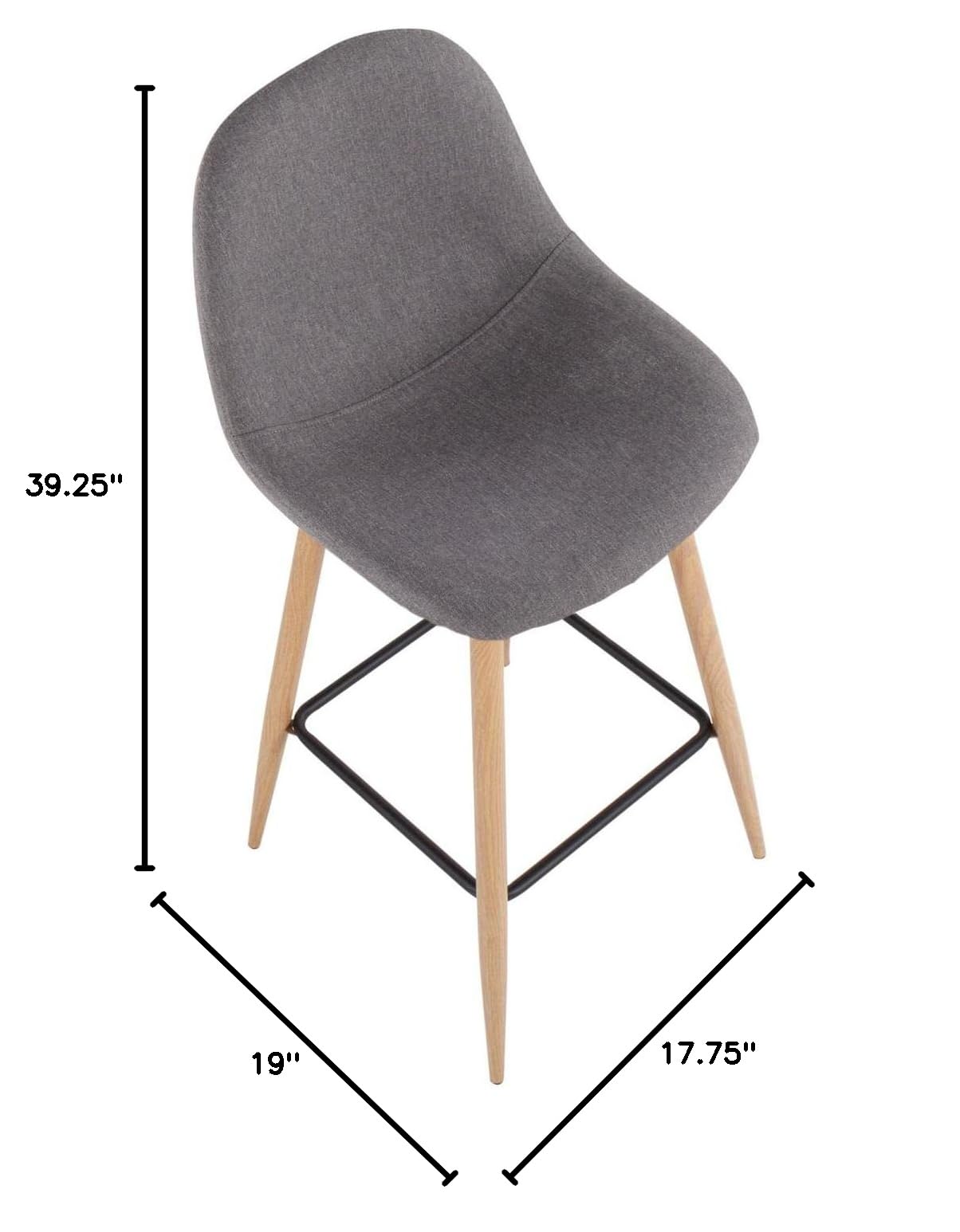LumiSource Pebble Bar Stool Set of 2 - Modern Counter Height Bar Chairs with Comfortable Seat for Kitchen Island, Breakfast Nook & Home Bar Decor